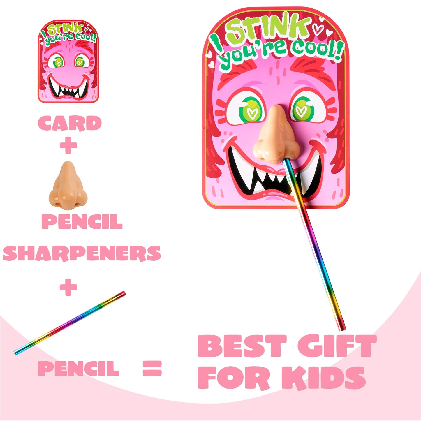 JOYIN 28PCS Valentines Day Stationery Set – Funny Nose Cards & Pencils for Classrooms
