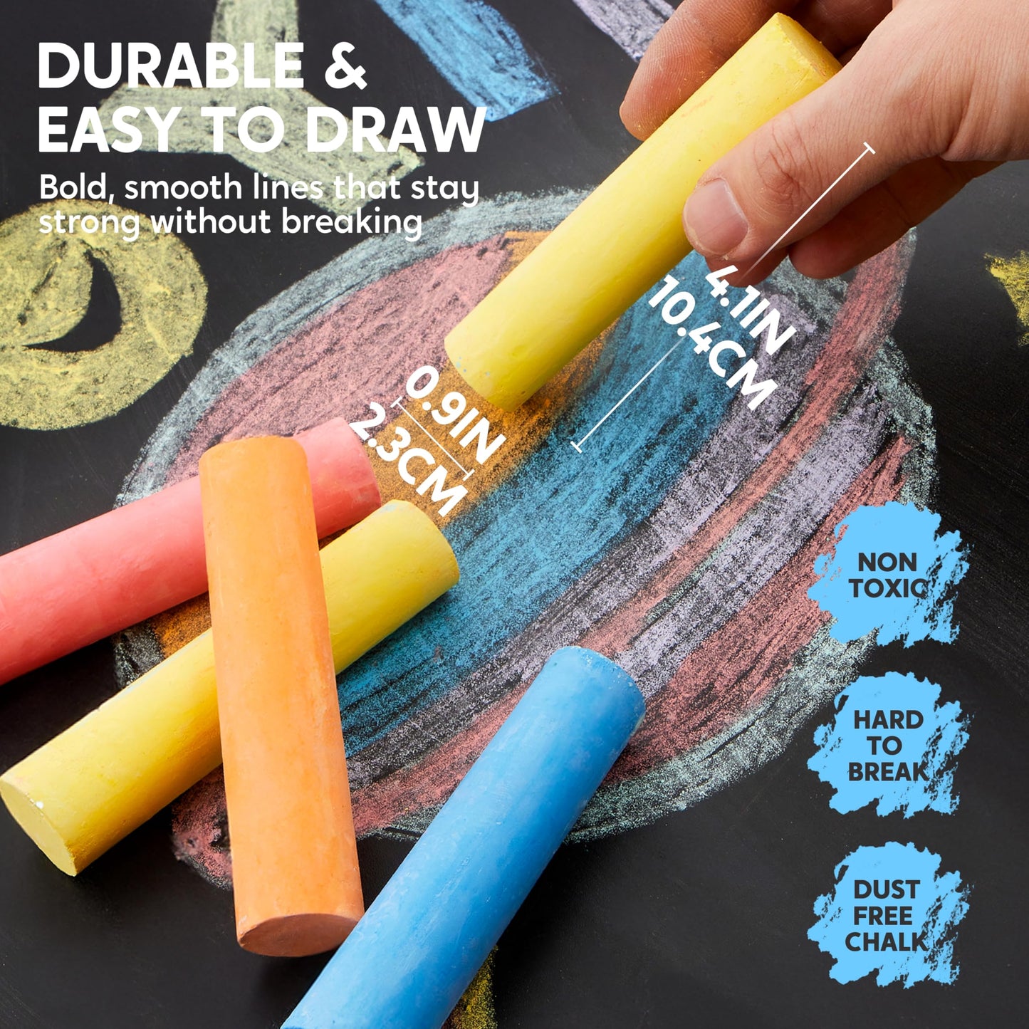 JOYIN 75 Pcs Sidewalk Chalk Set – 15 Boxes, 5 Colors, Non-Toxic