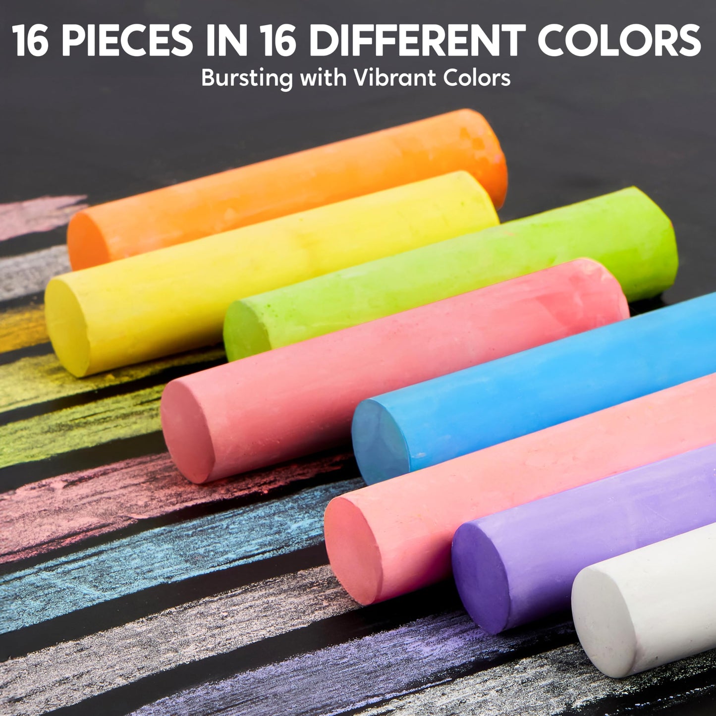 JOYIN 16-Pcs Sidewalk Chalk Set – Washable, Non-Toxic Outdoor Art for Kids