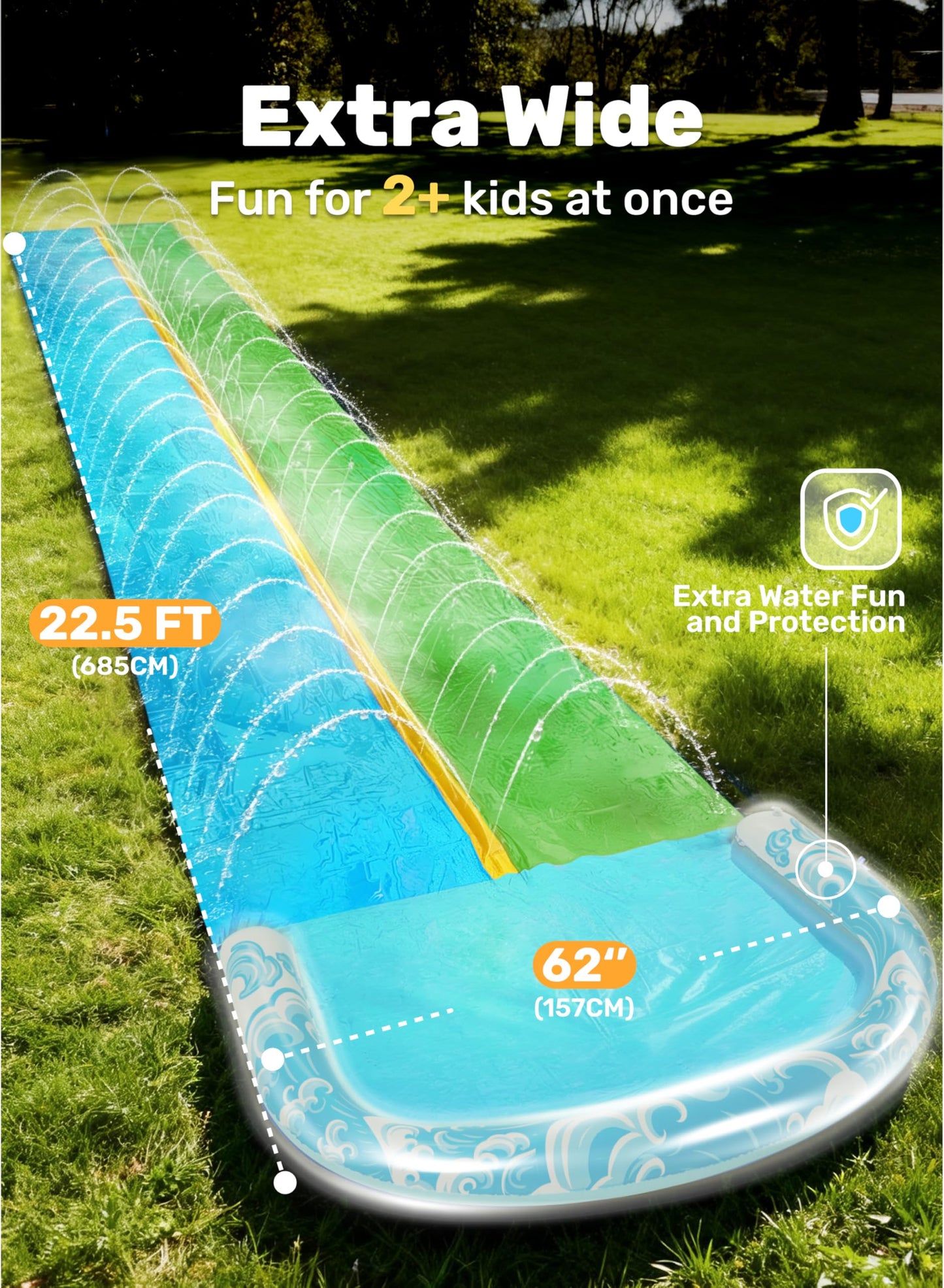 JOYIN 22.5ft Water Slide with 2 Inflatable Boards | Extra Long Backyard Splash