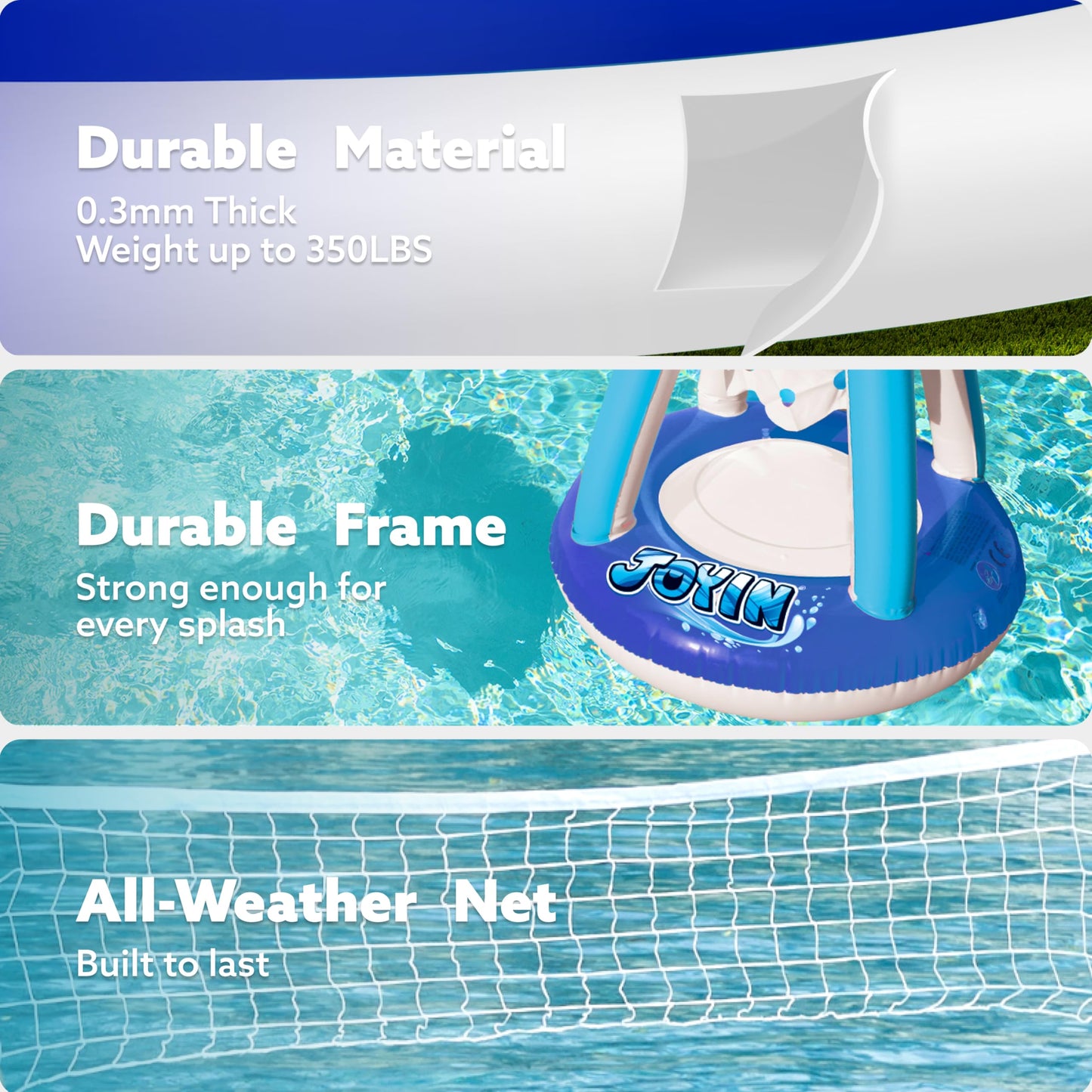 JOYIN Inflatable Volleyball Net & Basketball Hoops Pool Float Set | Balls Included for Kids & Adults | Summer Pool Games