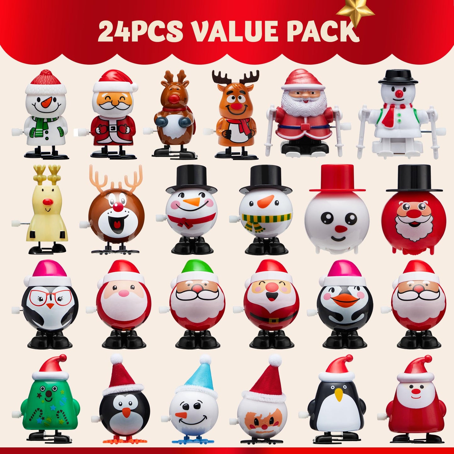 JOYIN 24 Pack Christmas Wind Up Toys – Fun Stocking Stuffers & Party Favors