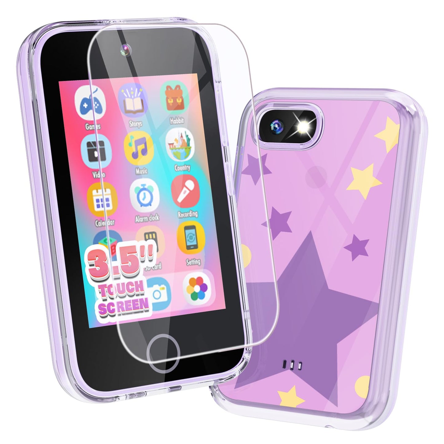 JOYJAM Phone for Kids 3-8 — 3.5-inch Touchscreen Learning Phone with Dual Camera, ABC & Landmarks, Habit Tracker