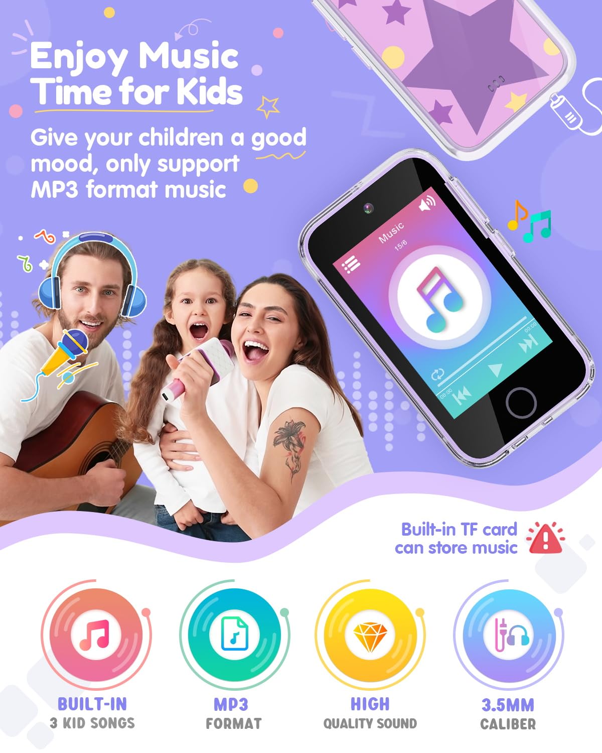 JOYJAM Phone for Kids 3-8 — 3.5-inch Touchscreen Learning Phone with Dual Camera, ABC & Landmarks, Habit Tracker