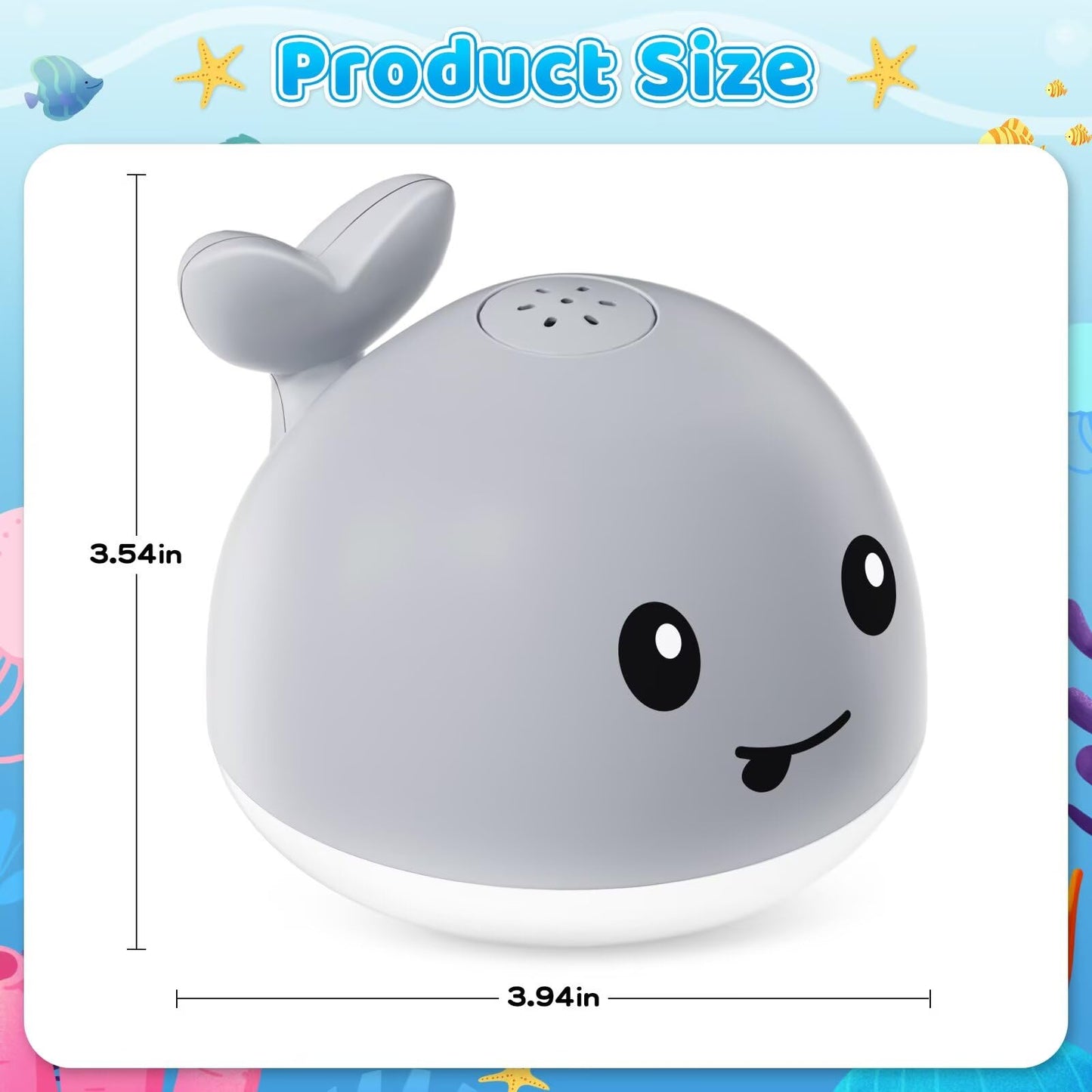 JoyLEME Light-Up Whale Bath Toy — USB Rechargeable Water Sprinkler for Babies & Toddlers