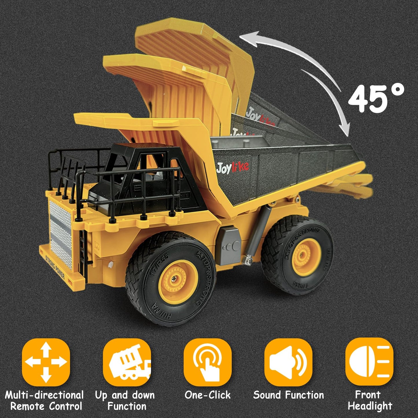 Joylike RC Excavator & Dump Truck Toy Set - 2.4GHz Metal RC with Lights & Sounds, 1:24 Scale