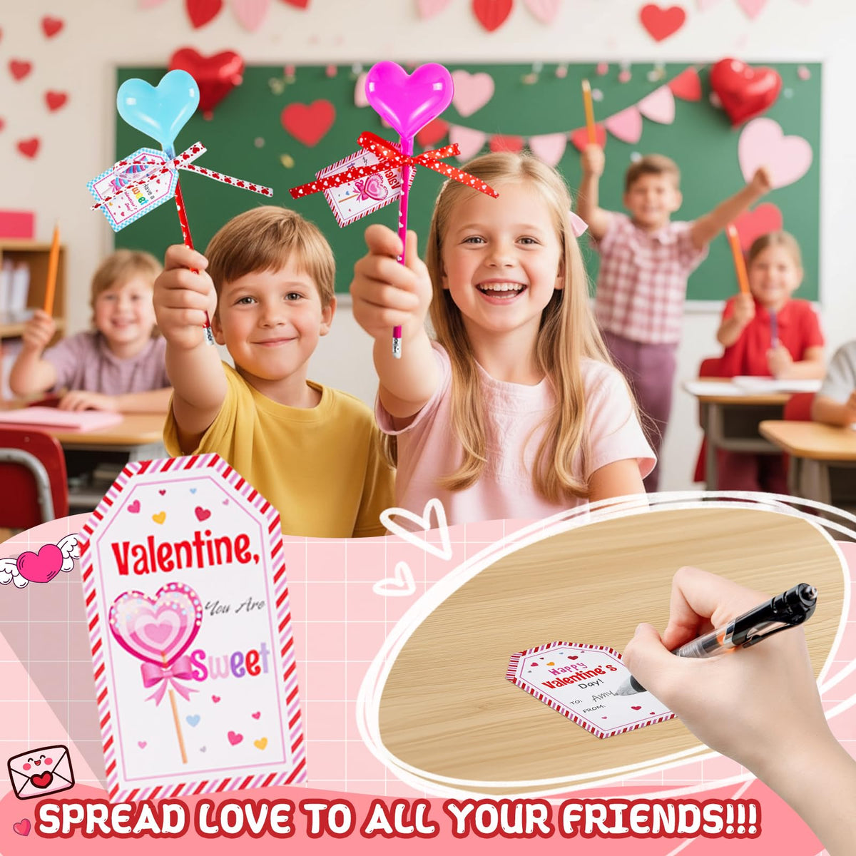 JOYLOKY 216pcs Valentine Stationery Set for Kids | 24 Cards, 24 Heart Containers & More