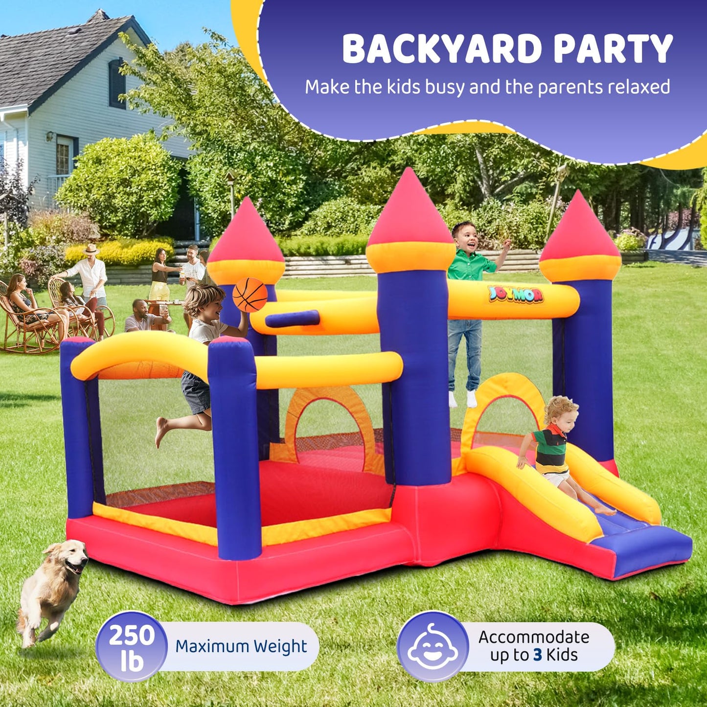 JOYMOR Inflatable Bounce House with Ball Pit – Indoor & Outdoor Play Center
