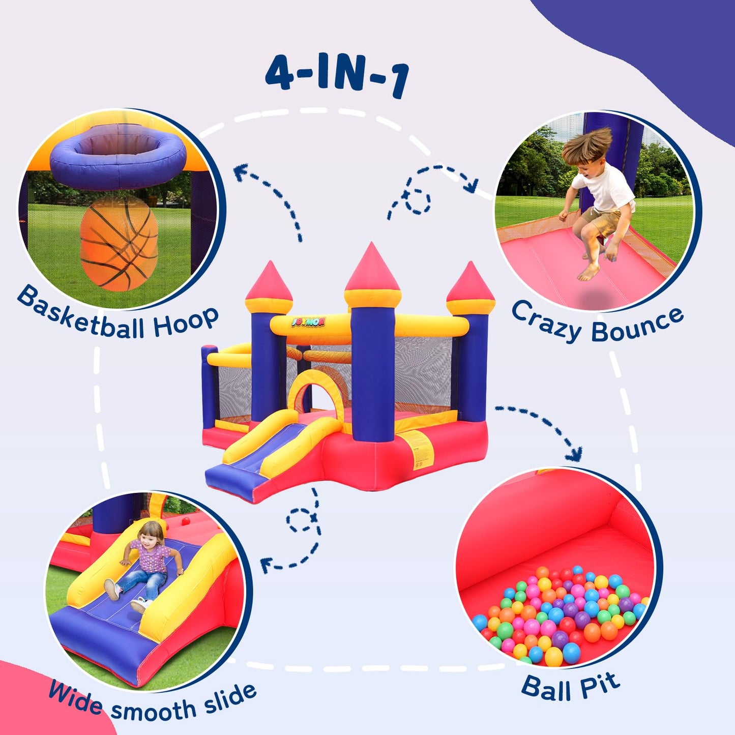 JOYMOR Inflatable Bounce House with Ball Pit – Indoor & Outdoor Play Center