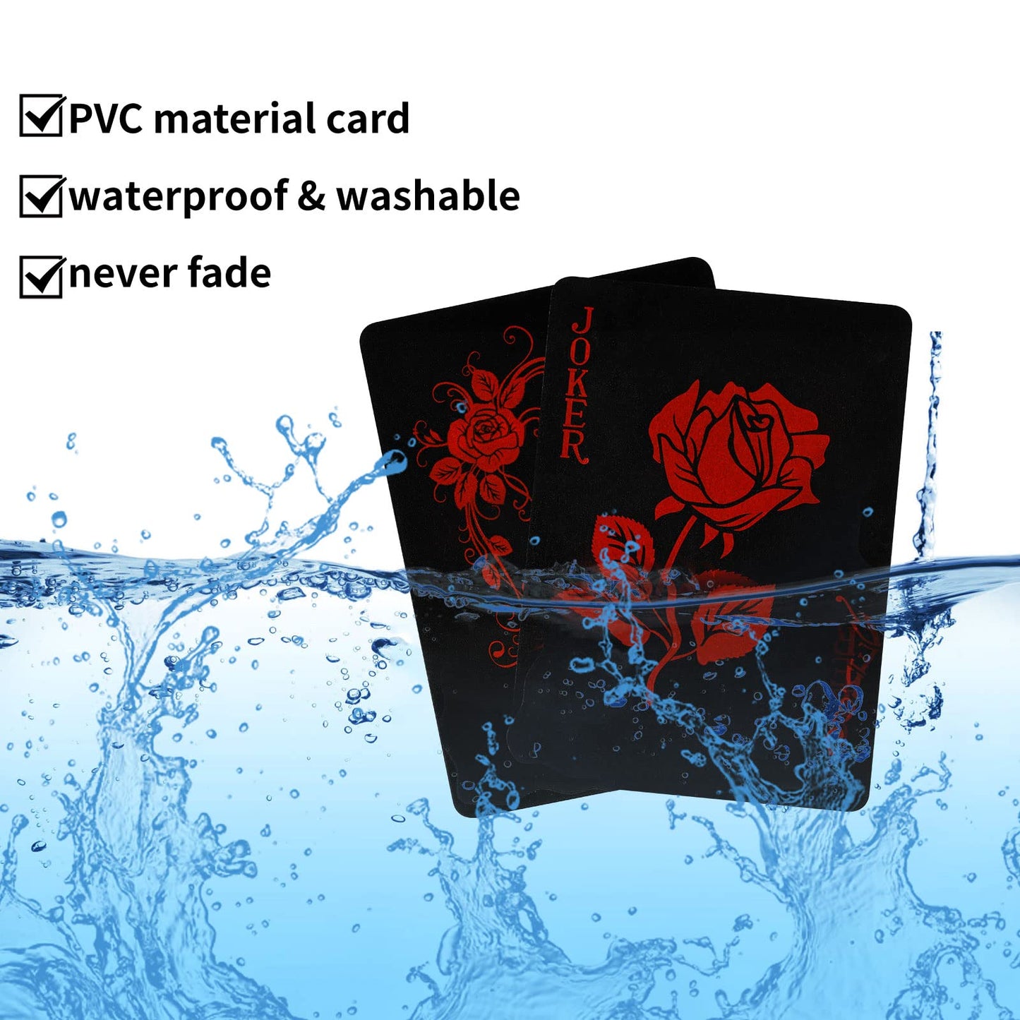 Joyoldelf Black Rose Playing Cards – 2 Decks, Waterproof PET Plastic