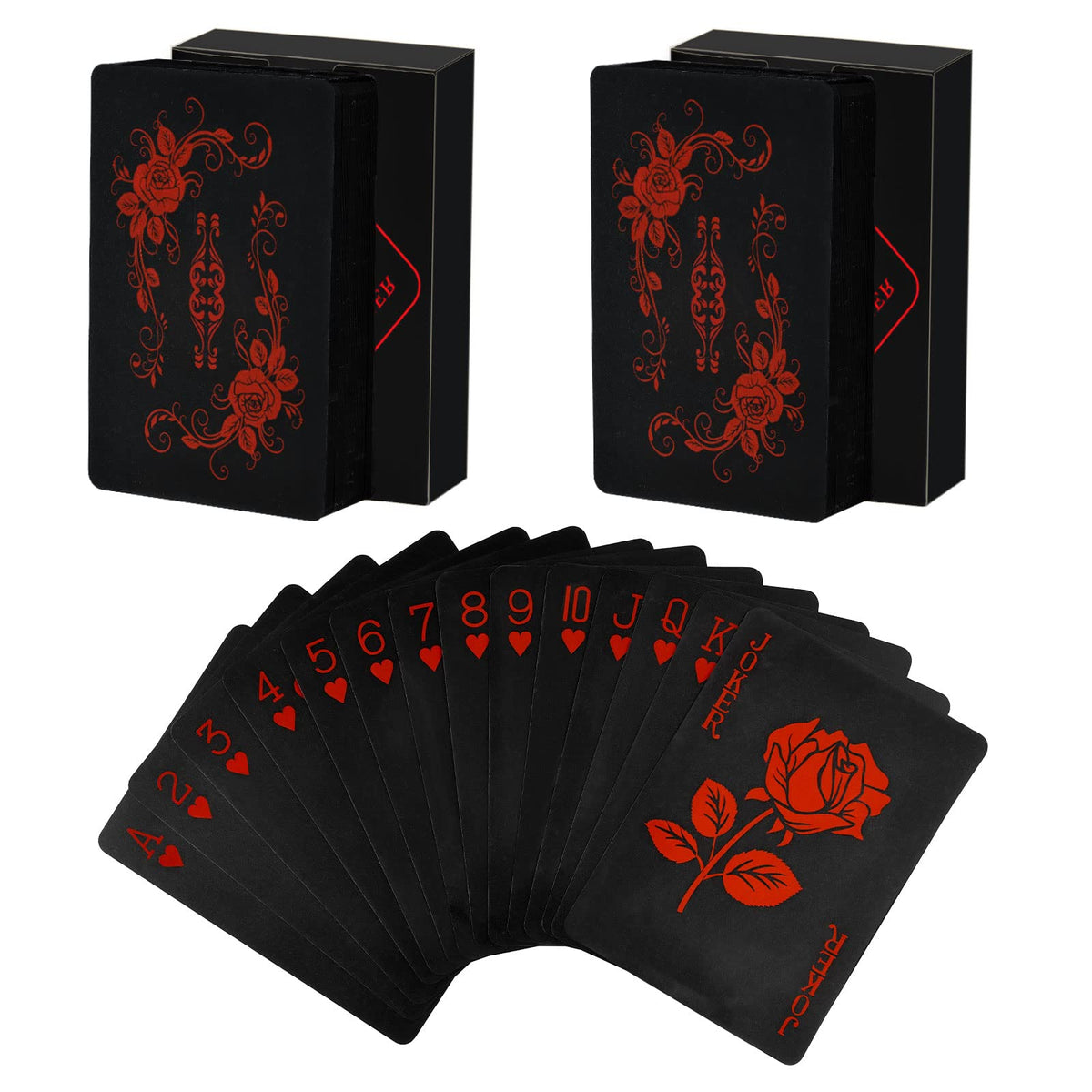 Joyoldelf Black Rose Playing Cards – 2 Decks, Waterproof PET Plastic