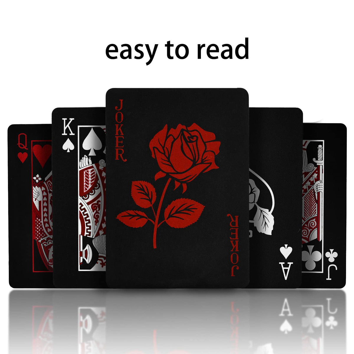 Joyoldelf Black Rose Playing Cards – 2 Decks, Waterproof PET Plastic