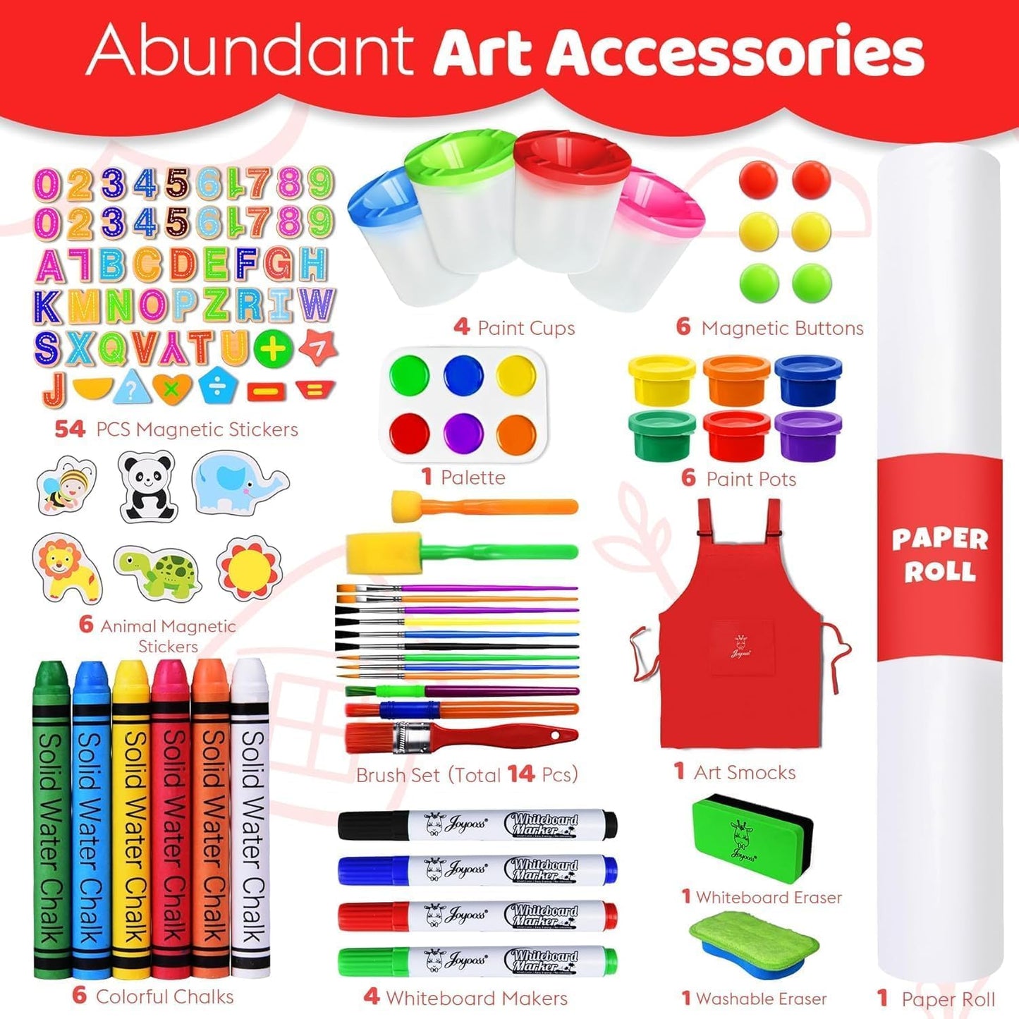 Joyooss Art Easel for Kids – Adjustable, Double-Sided Chalkboard & Whiteboard with Paper Roll (Ages 3–12)