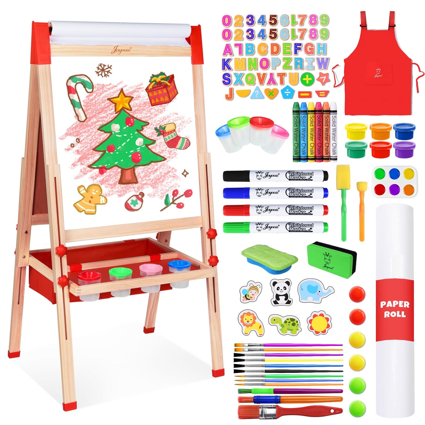 Joyooss Art Easel for Kids – Adjustable, Double-Sided Chalkboard & Whiteboard with Paper Roll (Ages 3–12)