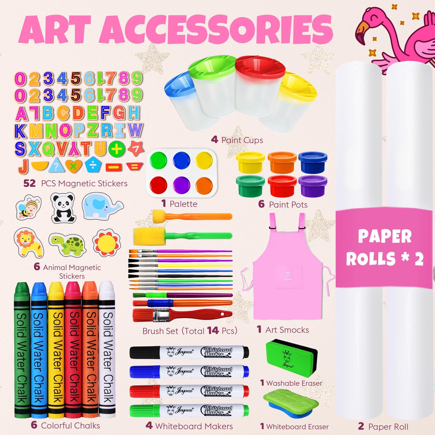 Joyooss Art Easel for Kids – Adjustable Wooden Easel with Whiteboard & Chalkboard