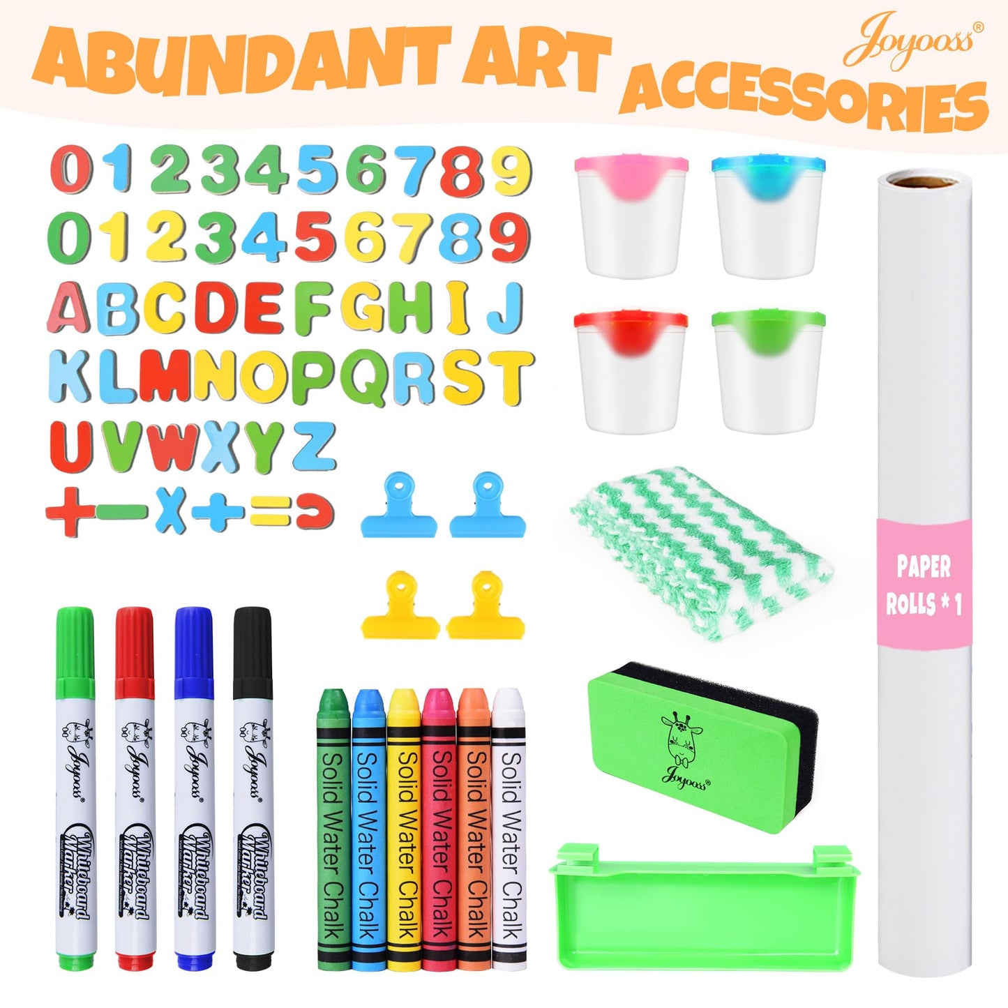 JOYOOSS Kids Easel – Wooden Double-Sided Art Board with Paper Roll