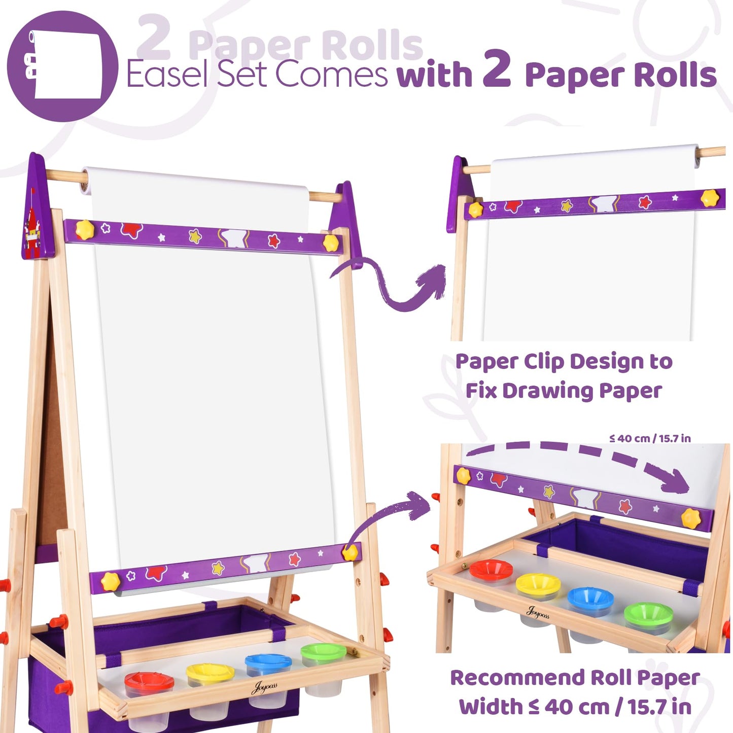 Joyooss Art Easel for Kids – Adjustable Wooden Toddler Easel with Double-Sided Magnetic Board
