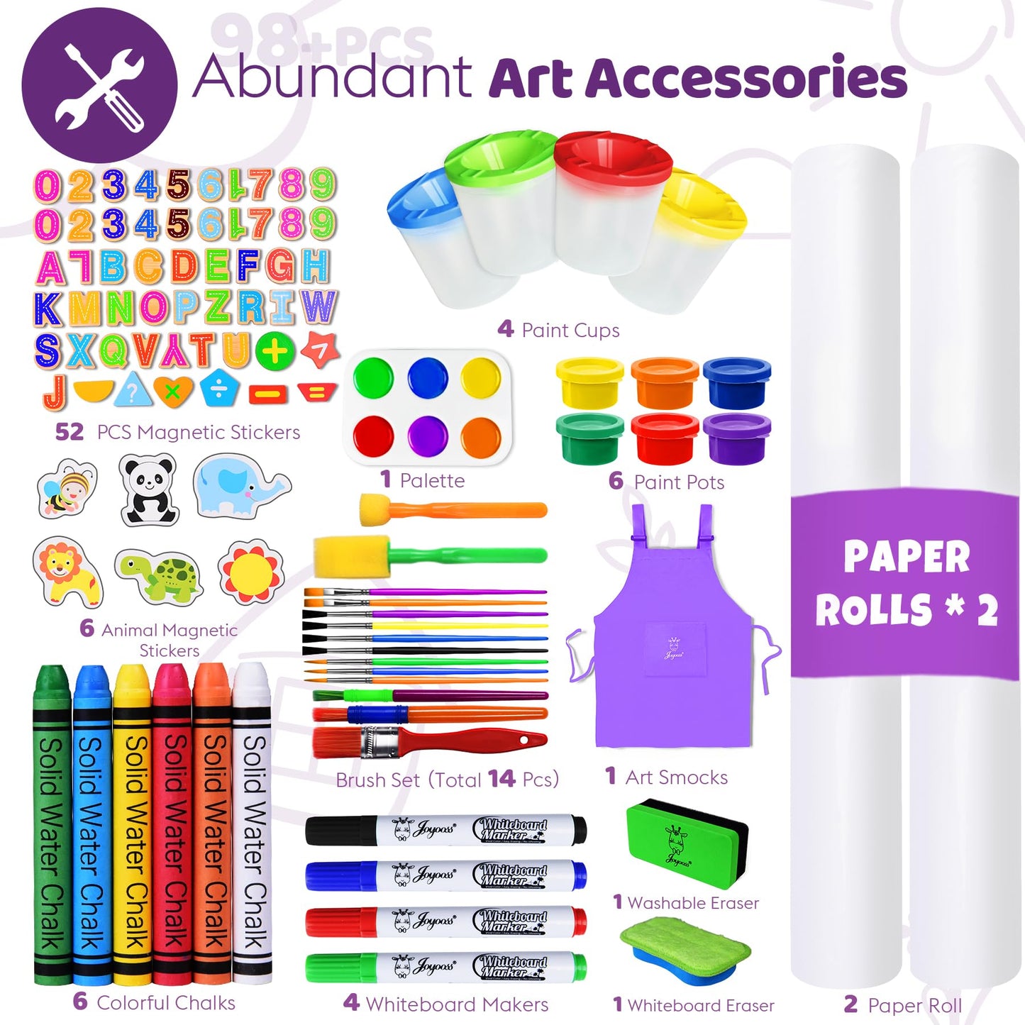 Joyooss Art Easel for Kids – Adjustable Wooden Toddler Easel with Double-Sided Magnetic Board