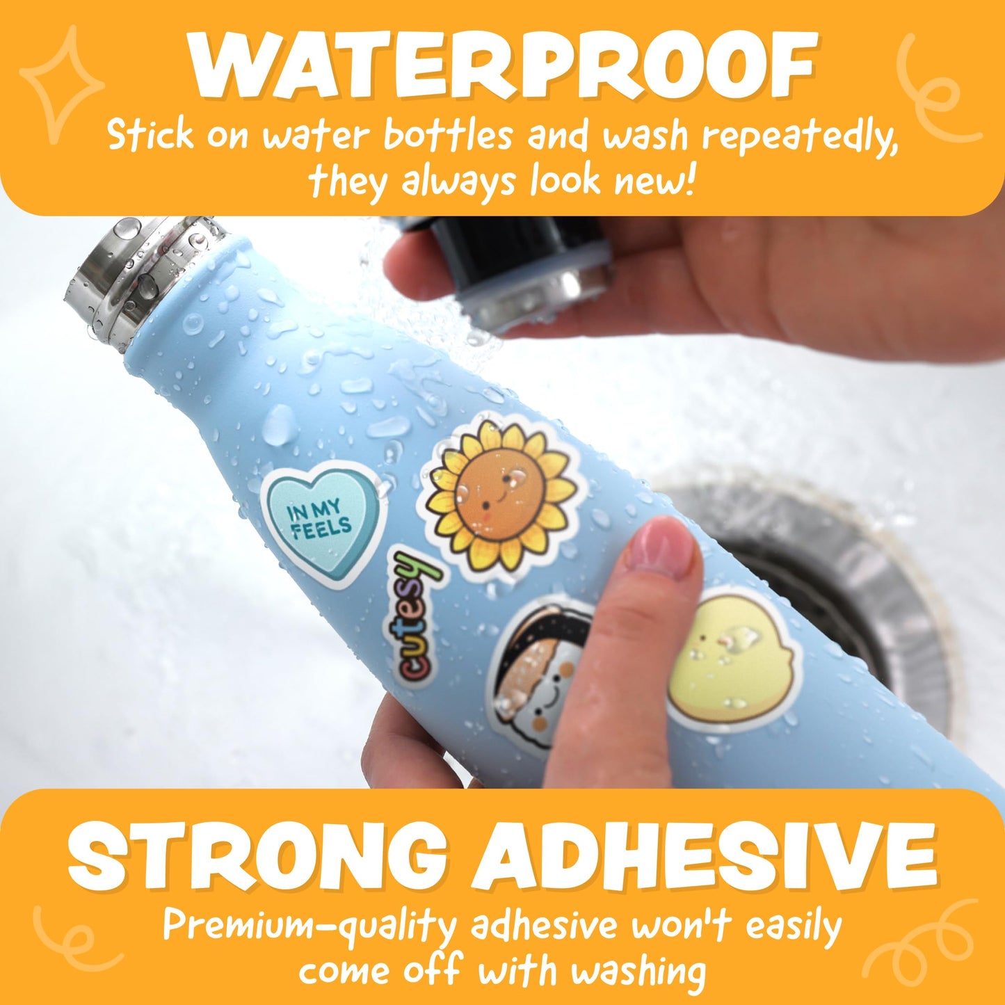 Joyousa Cute Stickers for Kids – 108pc Waterproof Kawaii Water Bottle Sticker Pack