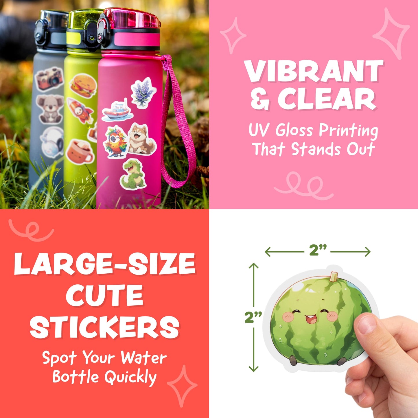 Joyousa Cute Stickers for Kids — 108pc Waterproof Kawaii Sticker Pack