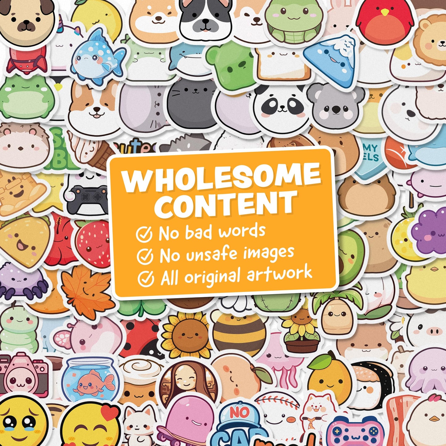 Joyousa Cute Stickers for Kids – 108pc Waterproof Kawaii Water Bottle Sticker Pack