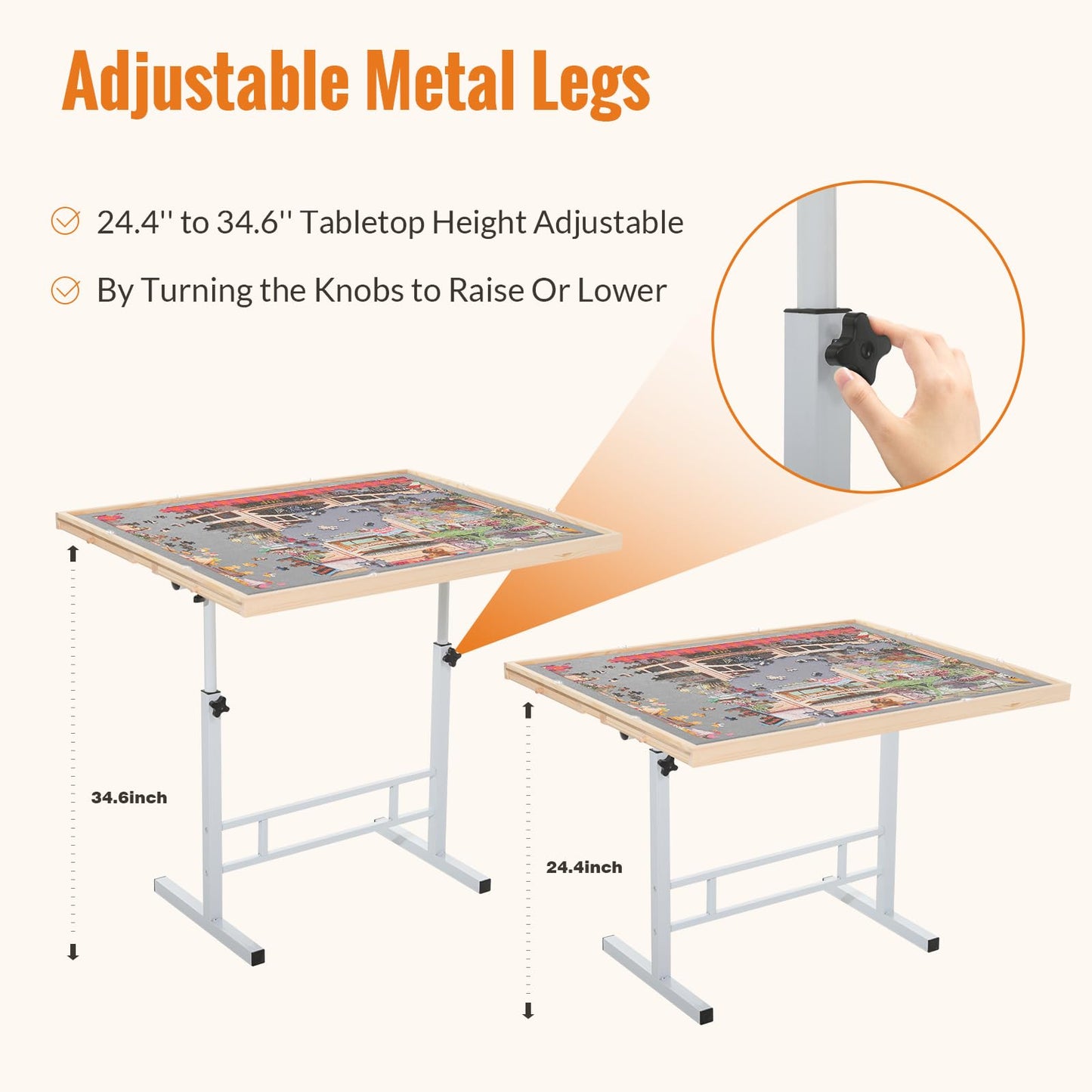 JoyPcsTable 1500-Piece Puzzle Table — Drawers, Cover, Adjustable Height
