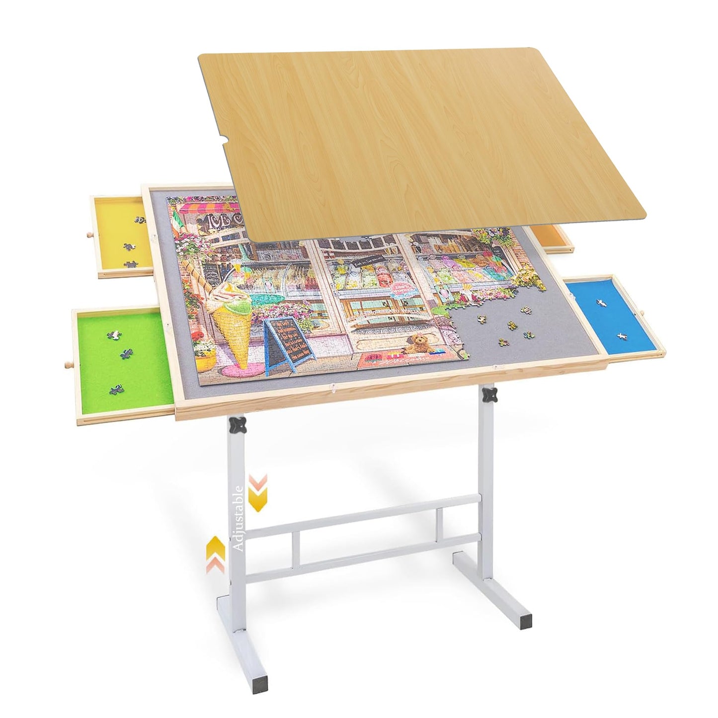 JoyPcsTable 1500-Piece Puzzle Table — Drawers, Cover, Adjustable Height