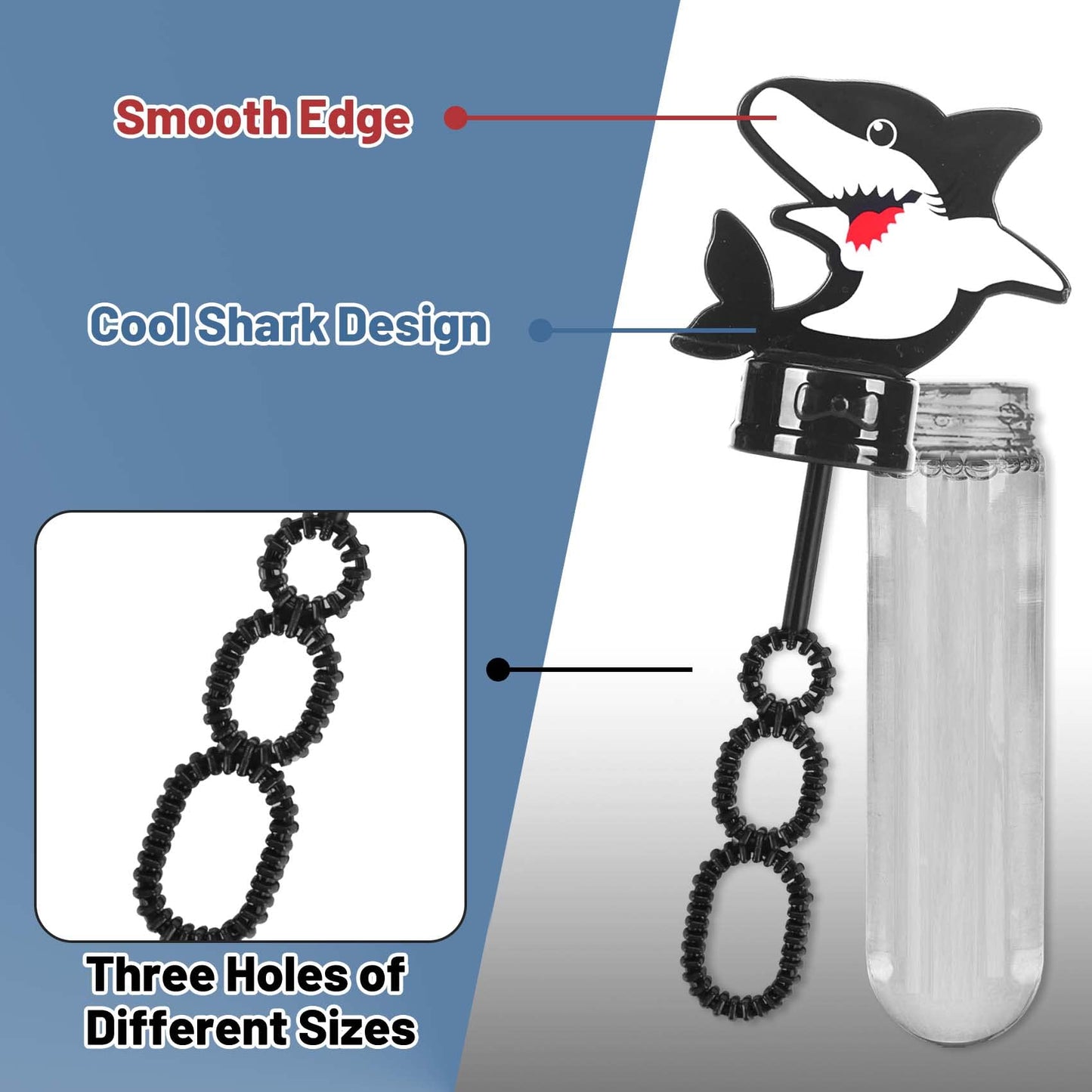 JOYYPOP 24-Pack Mini Shark Bubble Wands – Kid Party Favors, Beach & Summer Fun