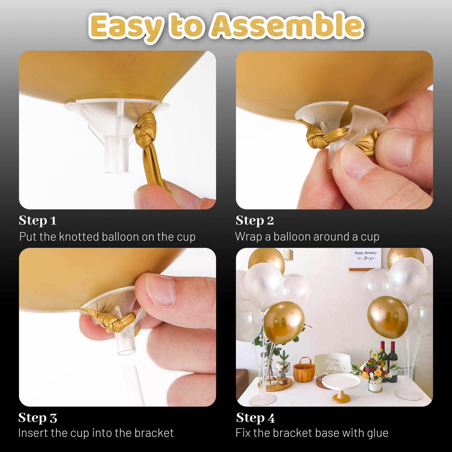JOYYPOP 4-Set Balloon Stand Kit for Table – Sturdy Base & Sticks for Parties