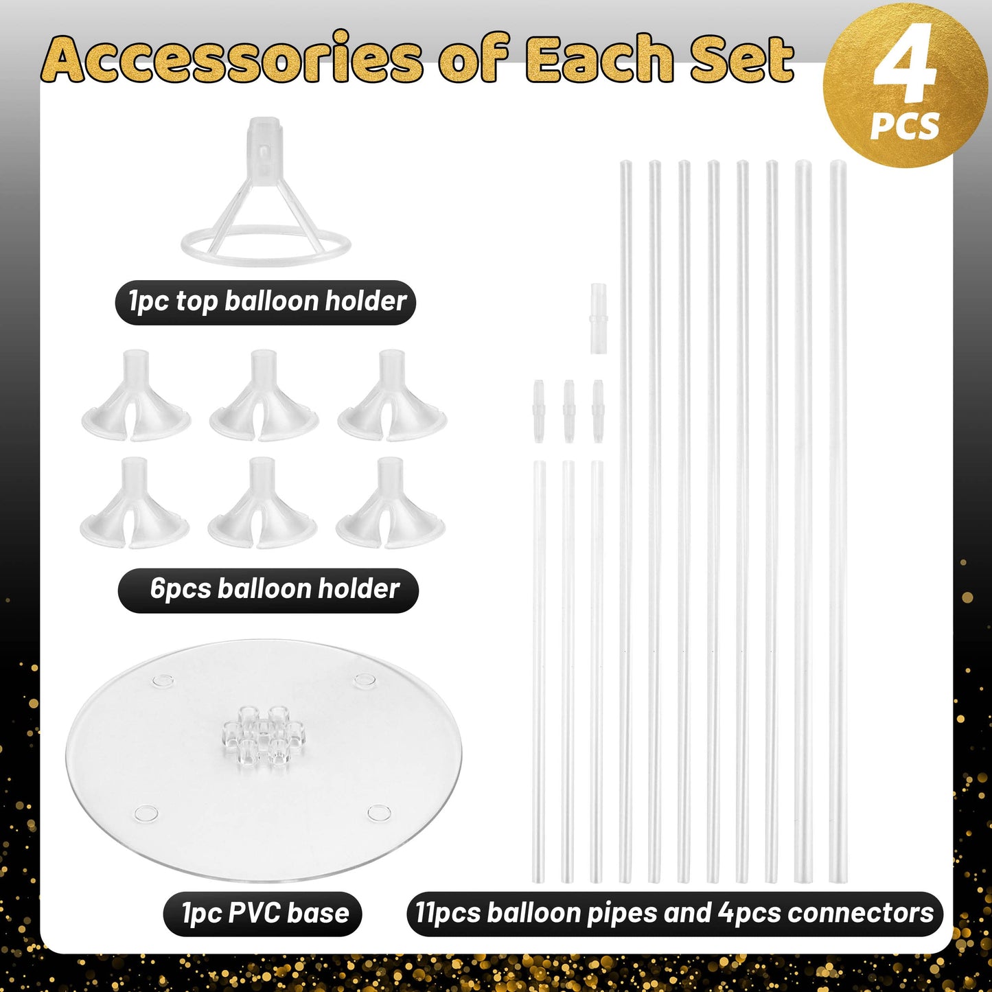 JOYYPOP 4-Set Balloon Stand Kit for Table – Sturdy Base & Sticks for Parties