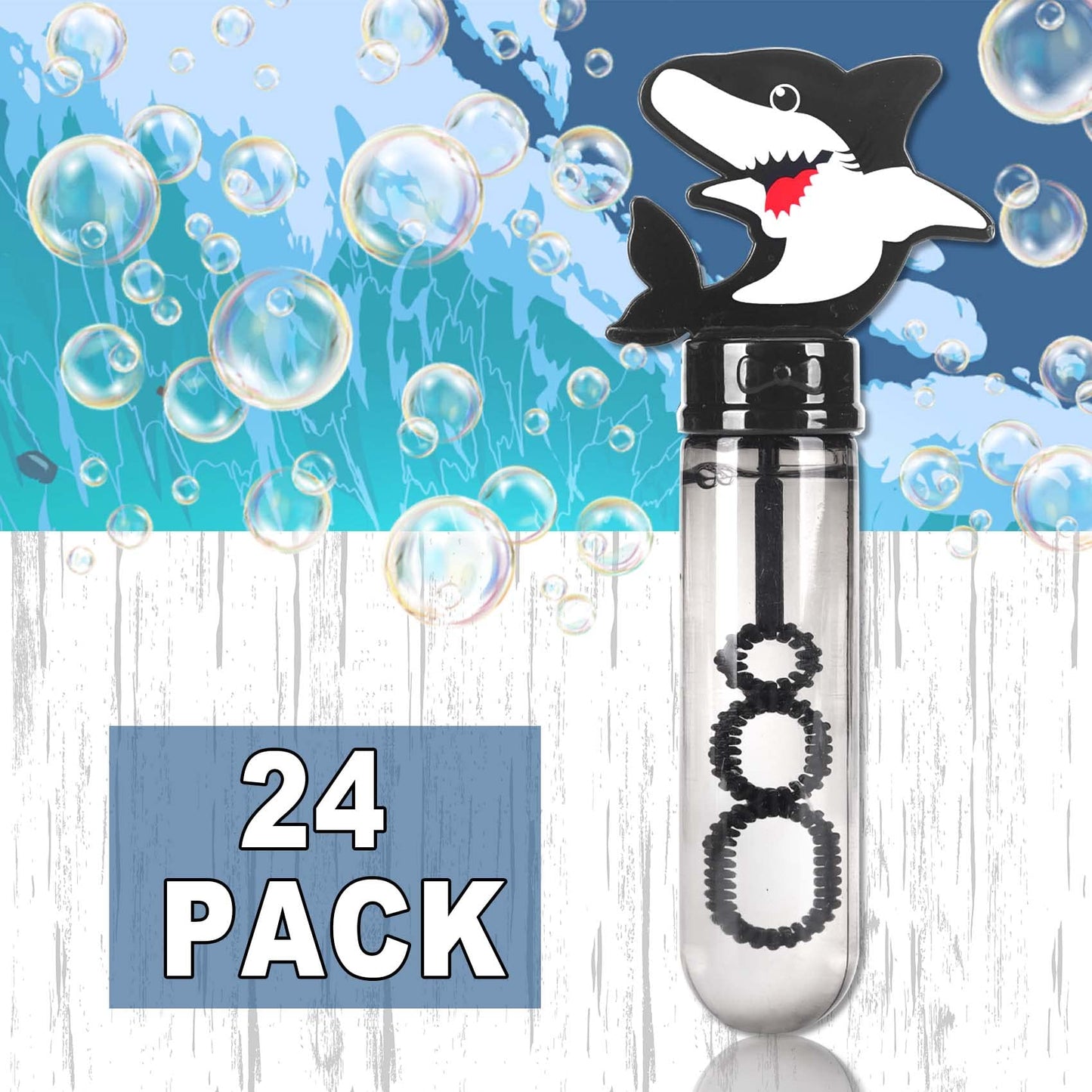 JOYYPOP 24-Pack Mini Shark Bubble Wands – Kid Party Favors, Beach & Summer Fun