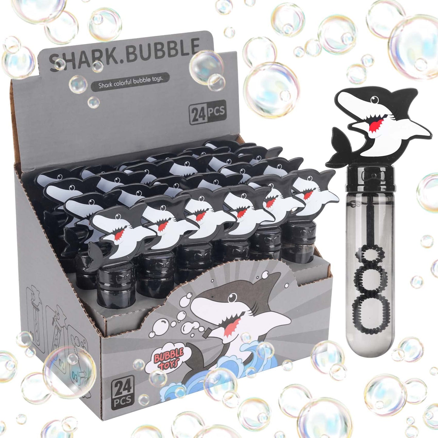 JOYYPOP 24-Pack Mini Shark Bubble Wands – Kid Party Favors, Beach & Summer Fun