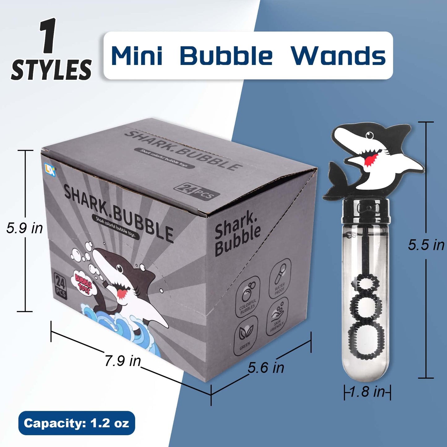 JOYYPOP 24-Pack Mini Shark Bubble Wands – Kid Party Favors, Beach & Summer Fun