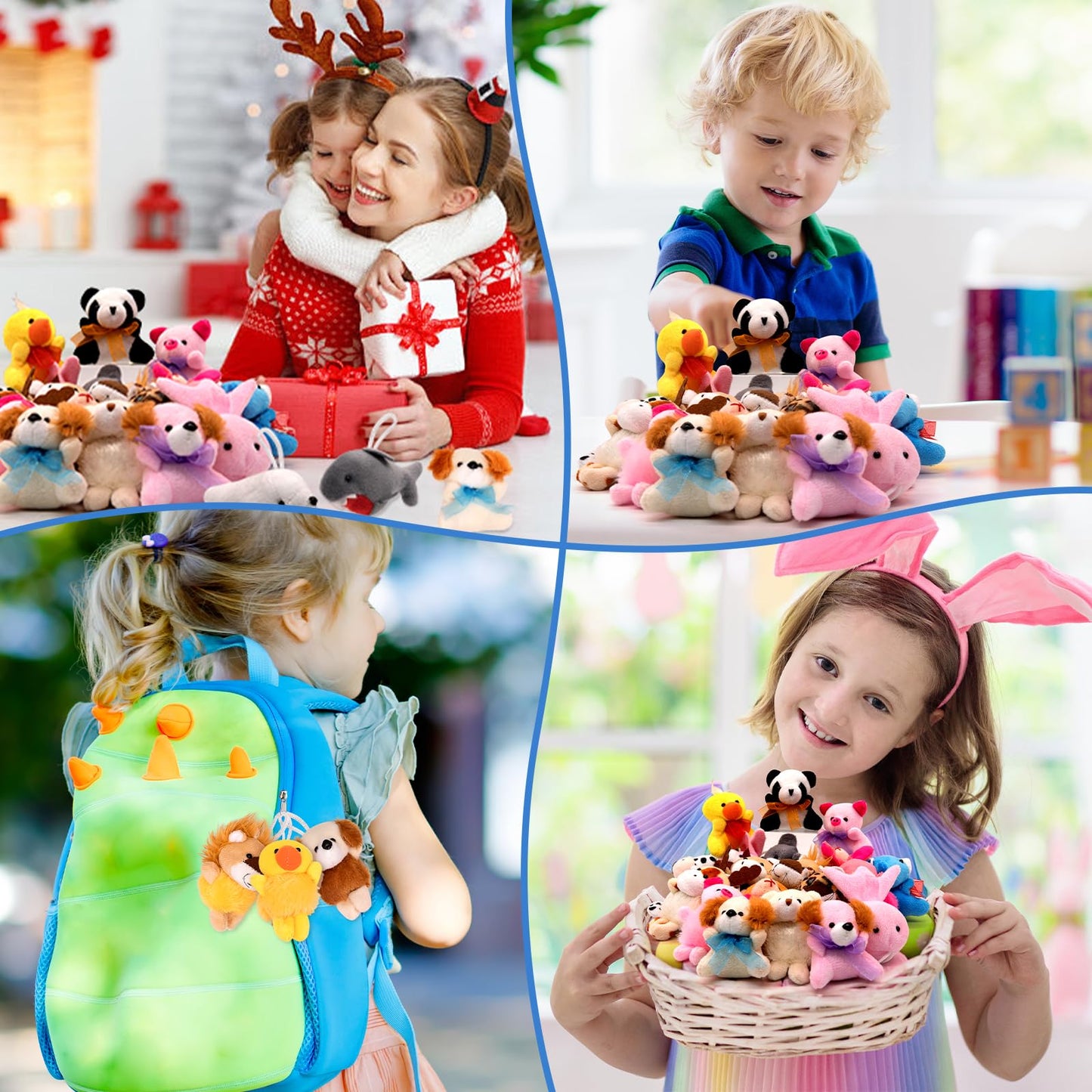 JoyRapt 48 Pack Valentines Day Small Stuffed Animals – Party Favors & Easter Basket Stuffers (2.3/2.5/3.5 inches)