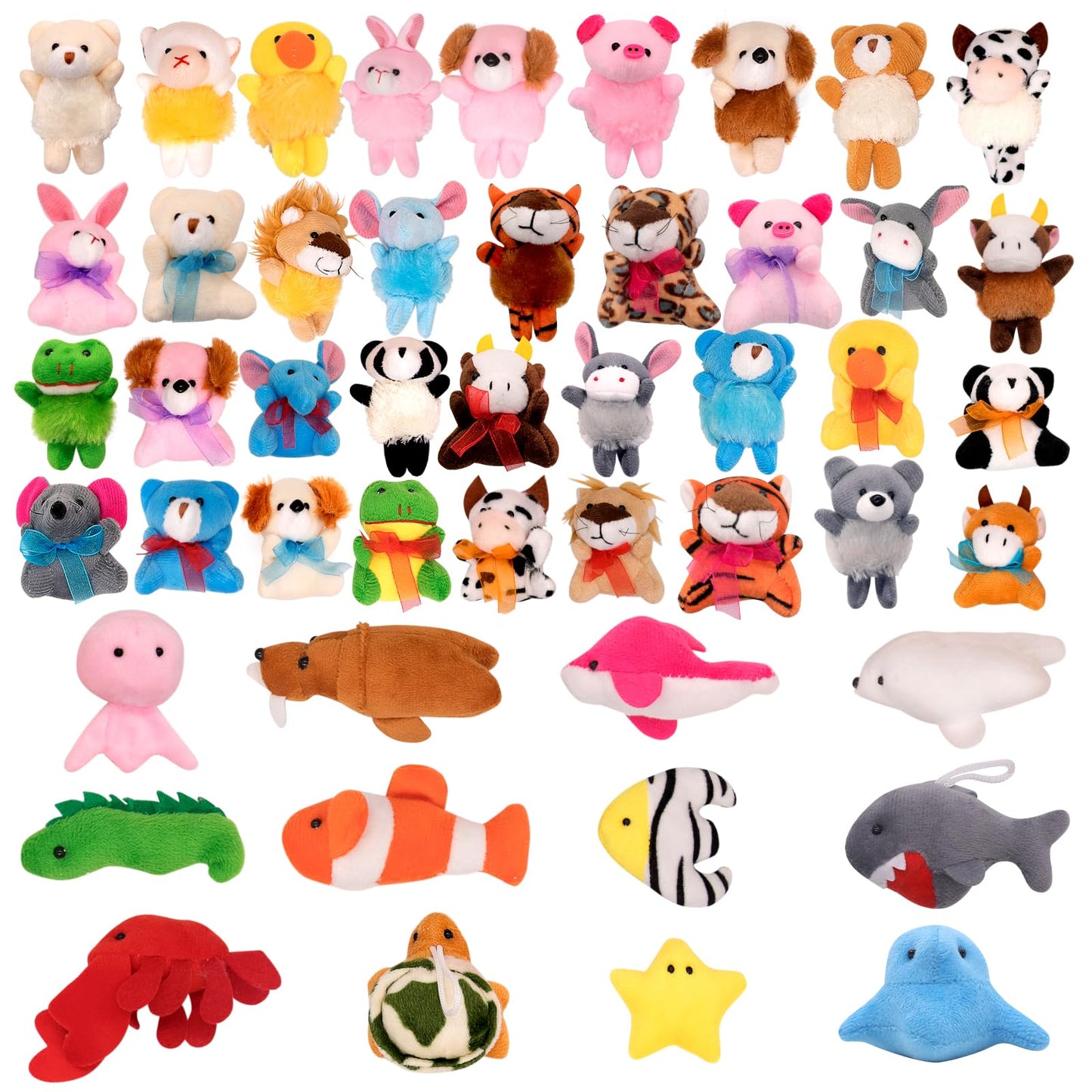 JoyRapt 48 Pack Valentines Day Small Stuffed Animals – Party Favors & Easter Basket Stuffers (2.3/2.5/3.5 inches)