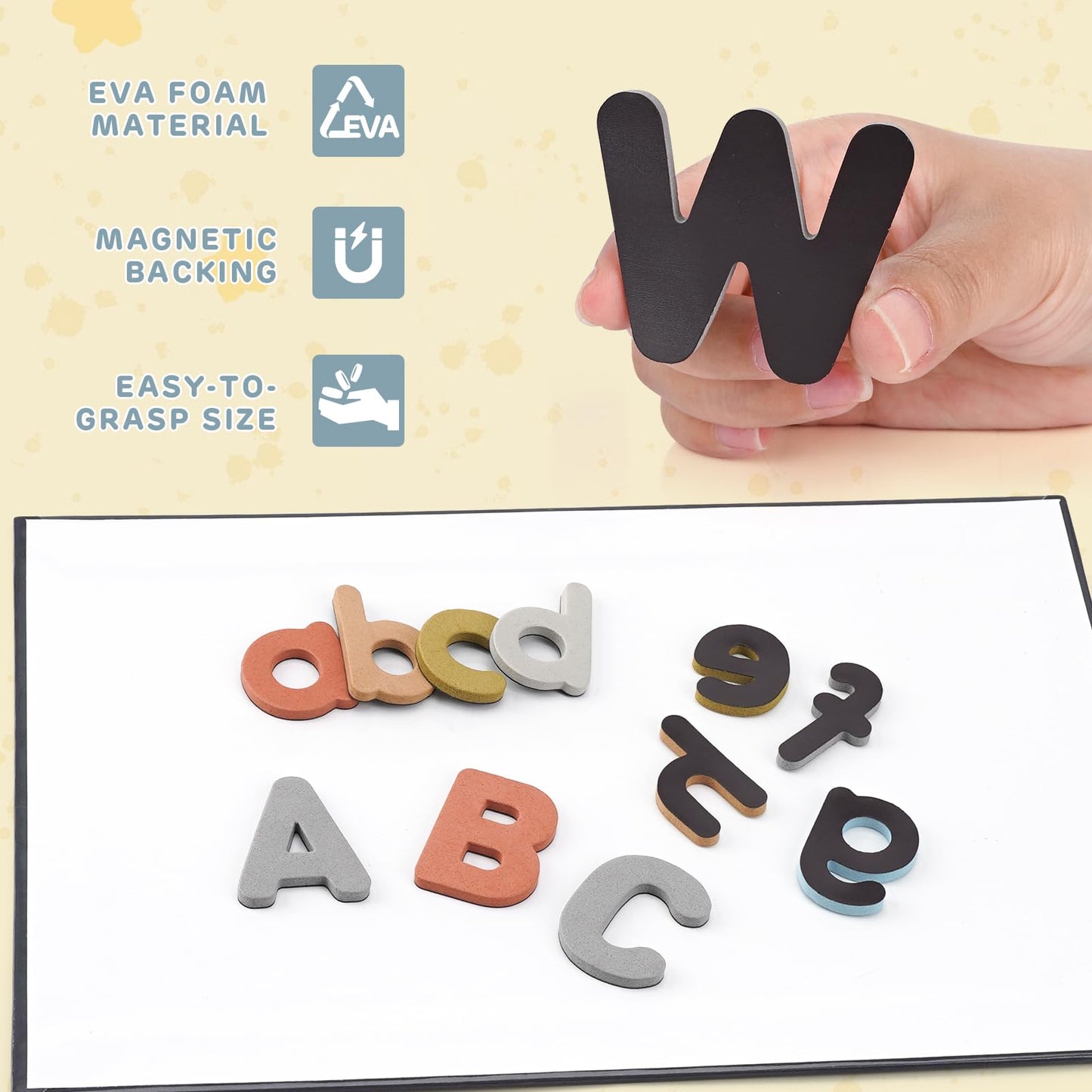 Joyreal Magnetic Alphabet Letters with Magnet Board – Foam ABC for Toddlers