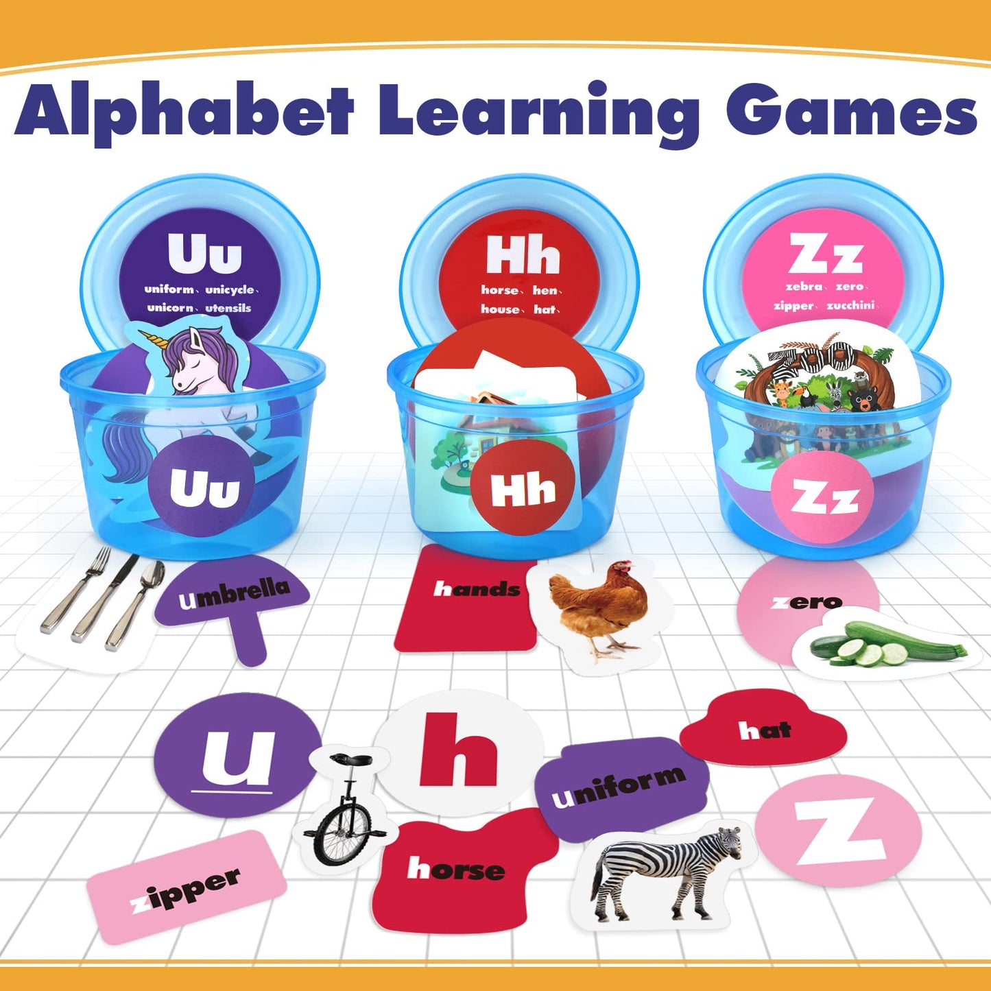 Joyreal 271-Piece Alphabet Toys for Toddlers: ABC Phonics, Sorting Tubs & Cards
