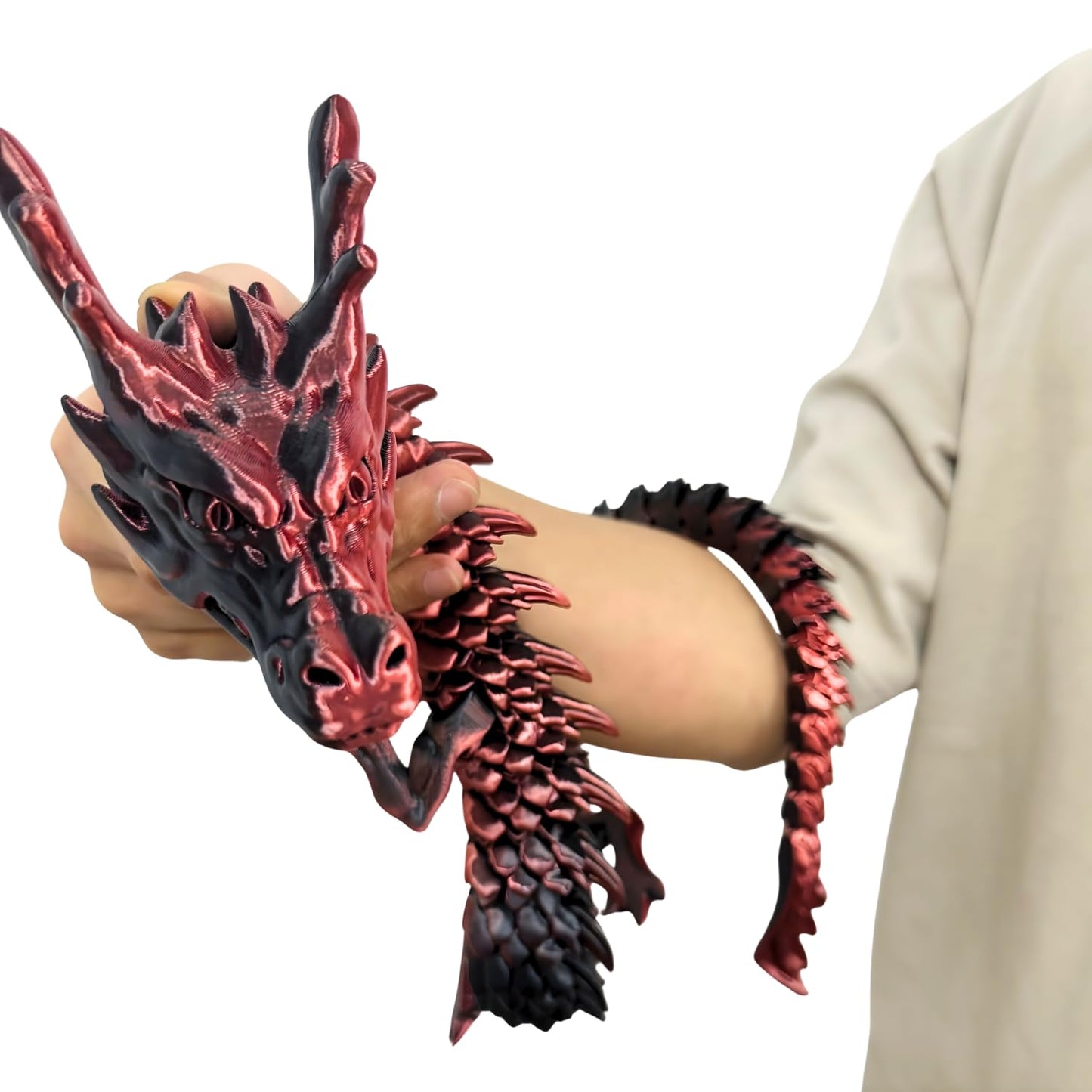 Joyroud 35.4in Articulated Dragon Toy Dark Red | Flexible 3D Printed Figure
