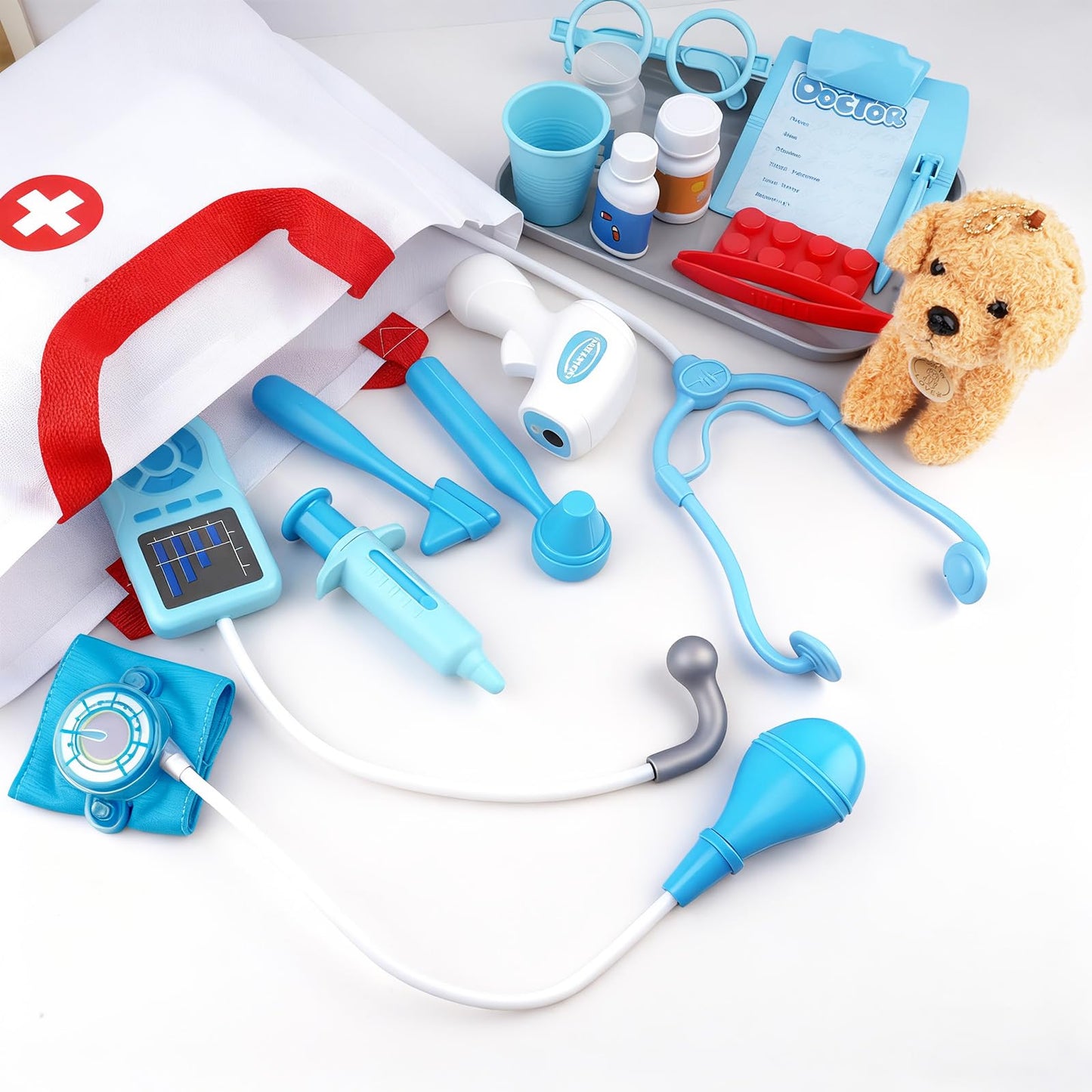JOYSINTOY Doctor Kit for Toddlers 3-5 | Pretend Play Medical Set with Stethoscope & Vet Tools
