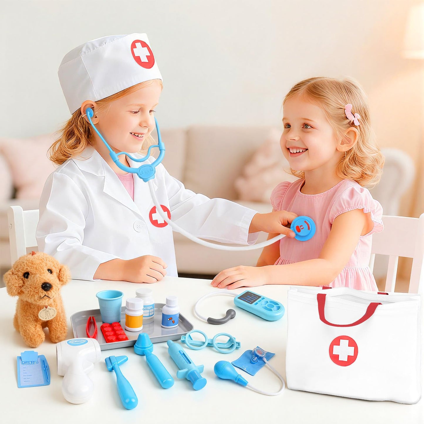 JOYSINTOY Doctor Kit for Toddlers 3-5 | Pretend Play Medical Set with Stethoscope & Vet Tools
