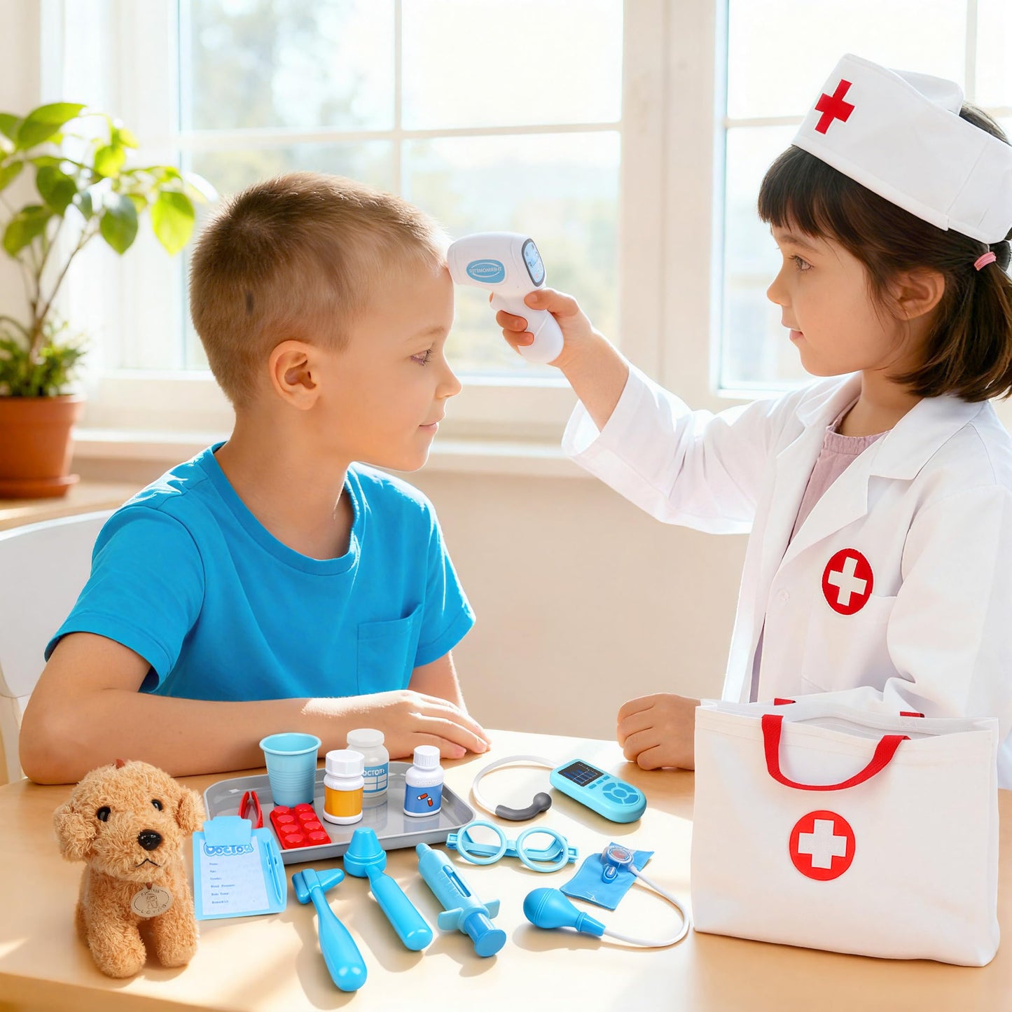 JOYSINTOY Doctor Kit for Toddlers 3-5 | Pretend Play Medical Set with Stethoscope & Vet Tools