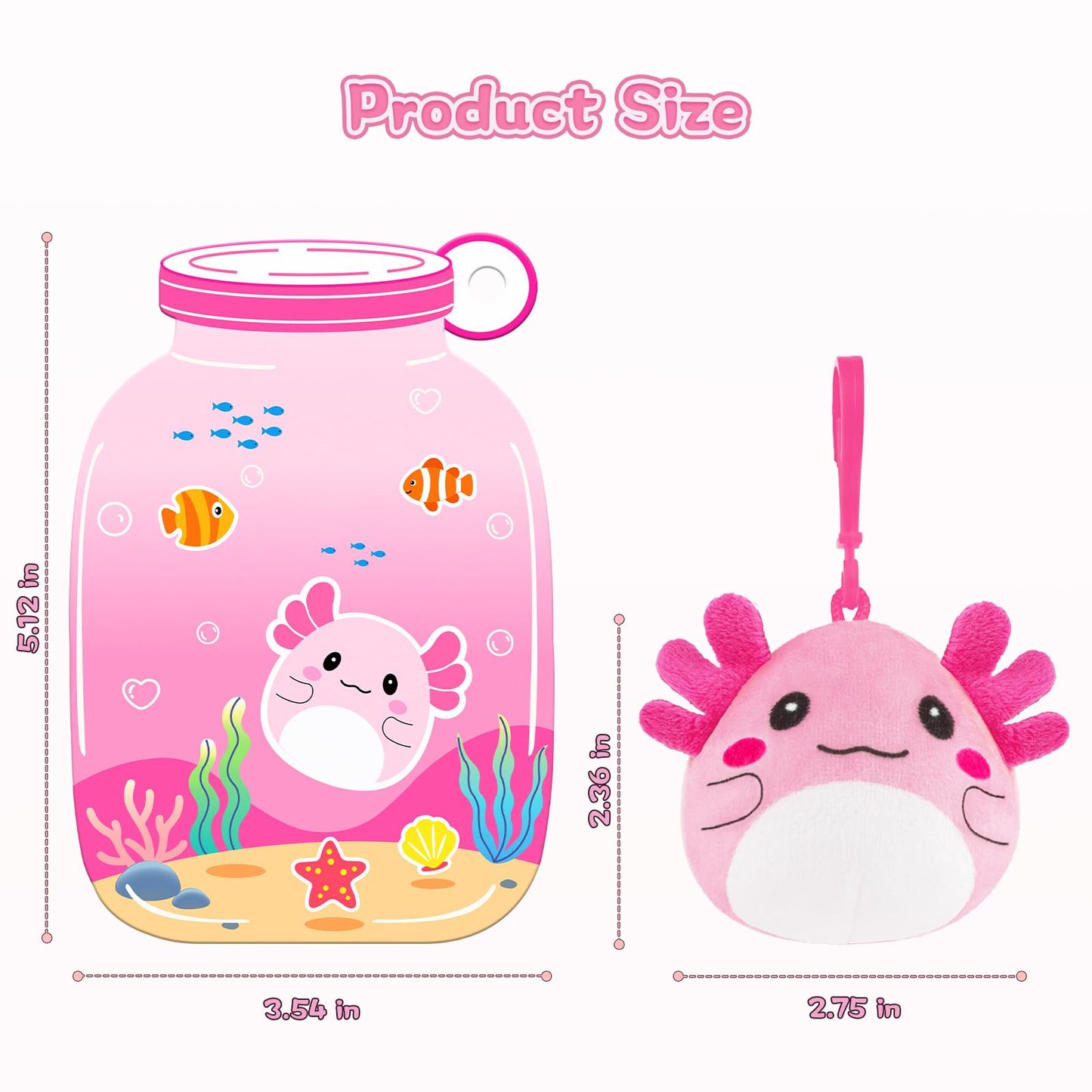 JoySpark Toys Valentines Day Axolotl Plush Keychains – 24-Pack Classroom Gifts