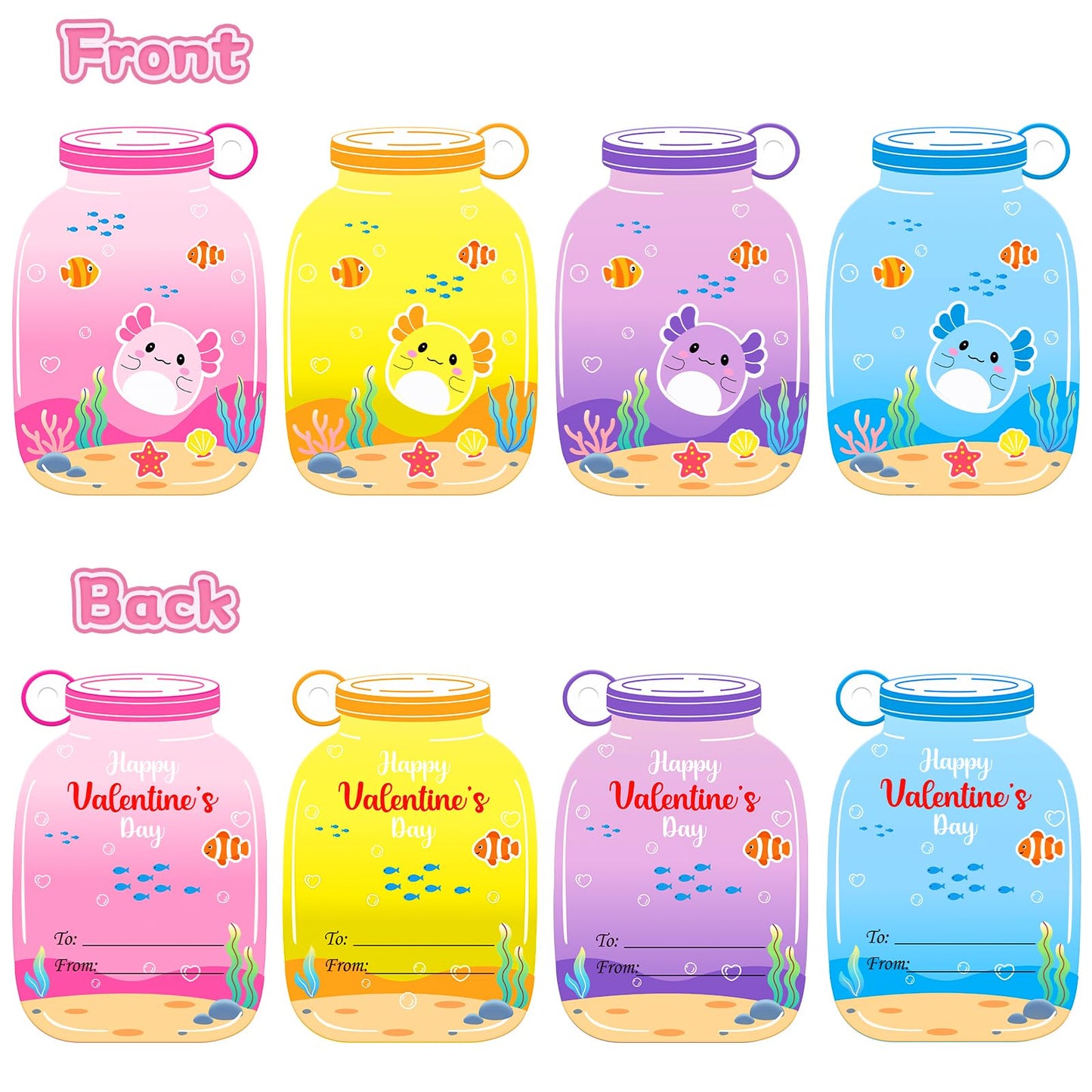JoySpark Toys Valentines Day Axolotl Plush Keychains – 24-Pack Classroom Gifts