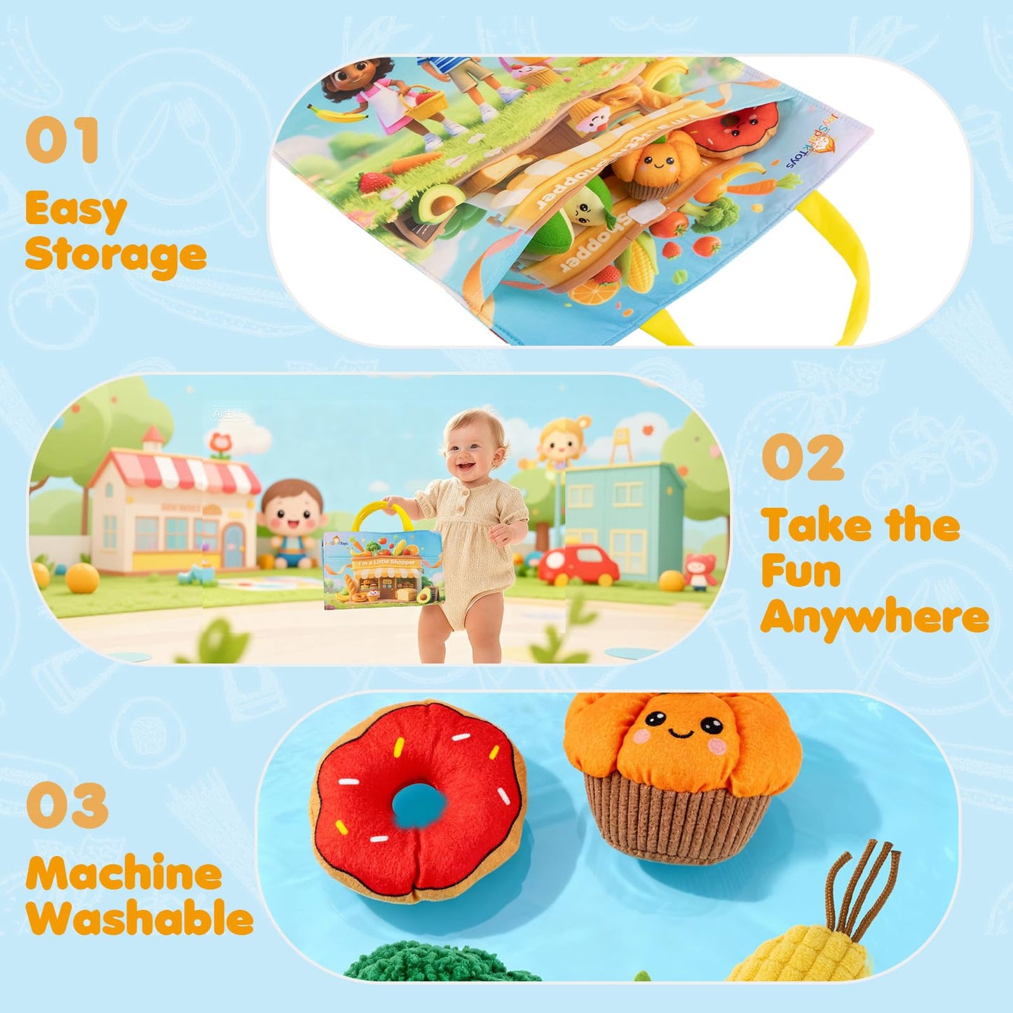 JoySpark Toys: Montessori Baby Toys for 6-12-18 Months – My First Shopping Trip Sensory & Fine Motor Set