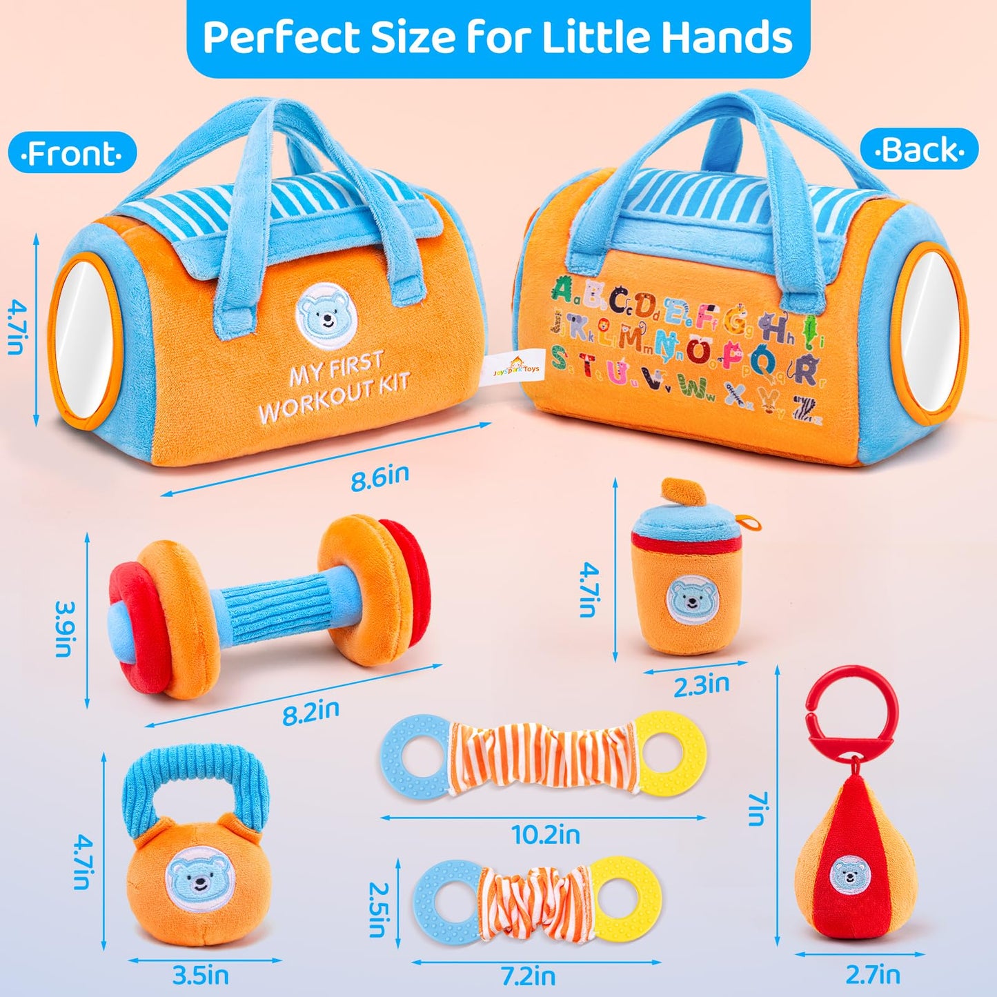 JoySpark Toys Baby Gym Sensory Set – 3-12 Months, Mirror, Teether & Rattle Montessori Toys
