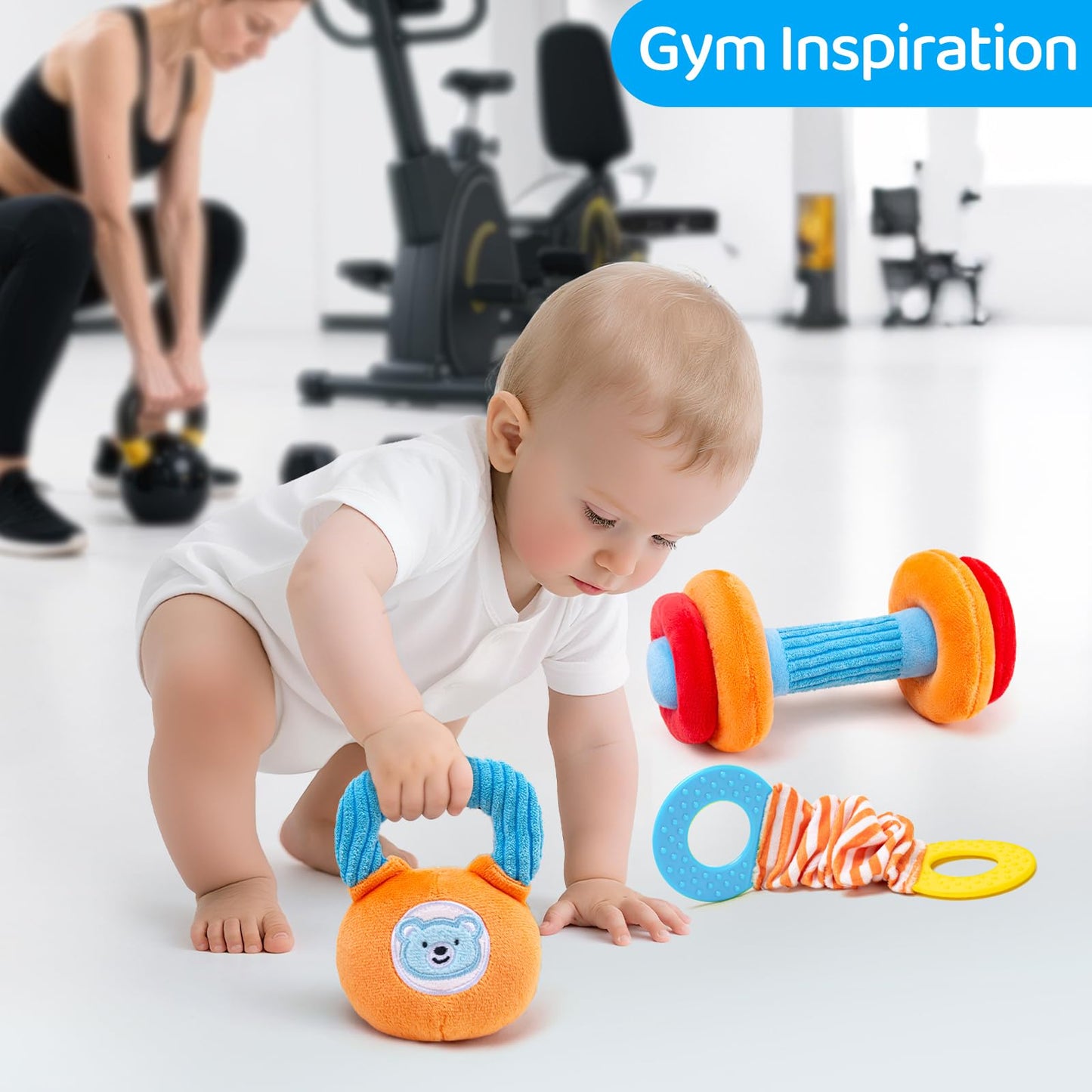 JoySpark Toys Baby Gym Sensory Set – 3-12 Months, Mirror, Teether & Rattle Montessori Toys
