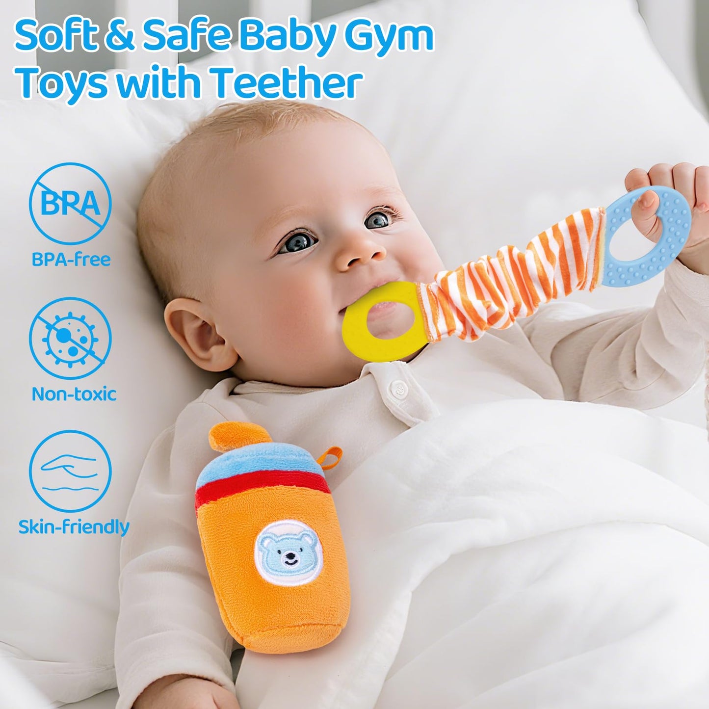 JoySpark Toys Baby Gym Sensory Set – 3-12 Months, Mirror, Teether & Rattle Montessori Toys