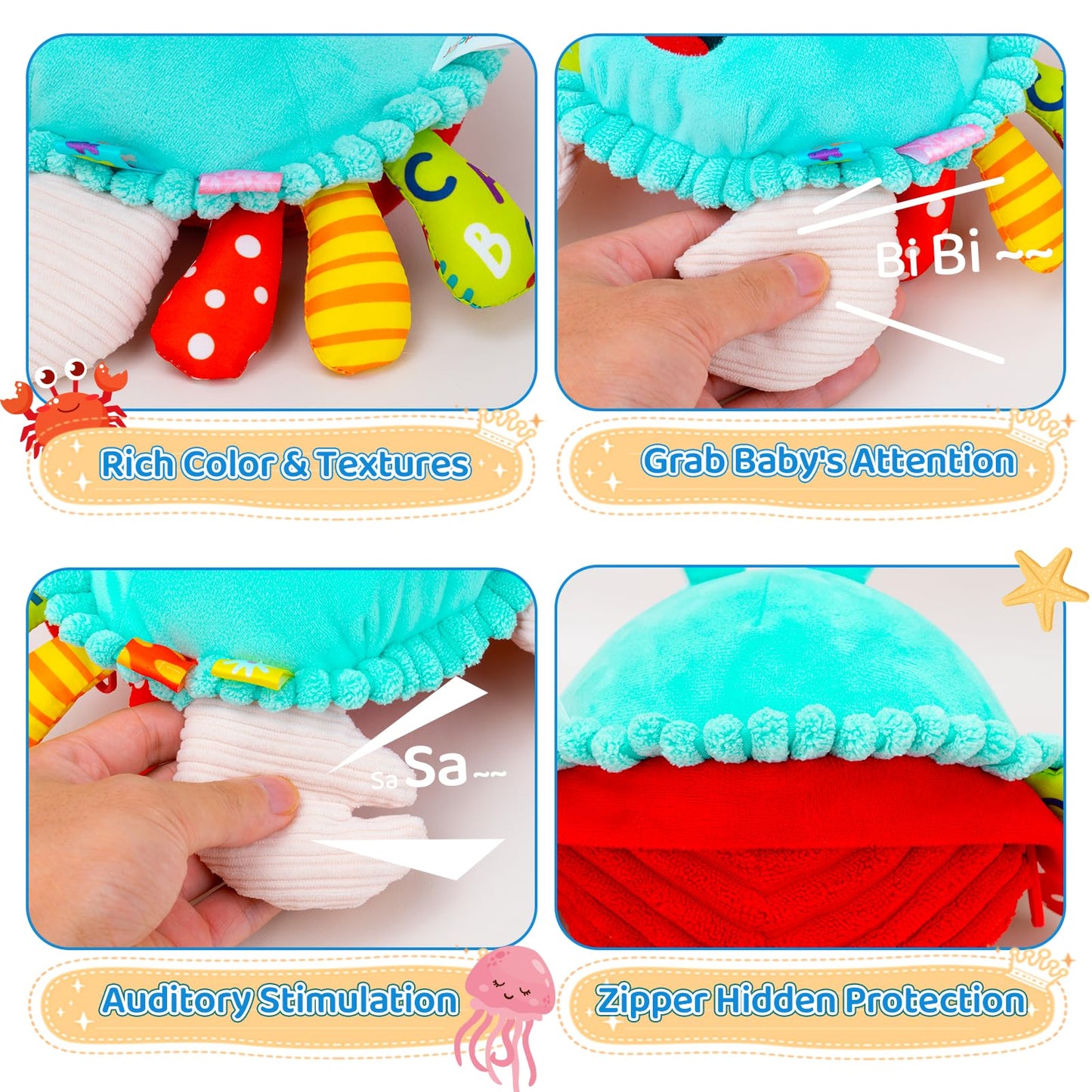 JoySpark Toys Crawling Crab Plush – 50 Songs, Recording & Dancing Toy for 6-18 Months