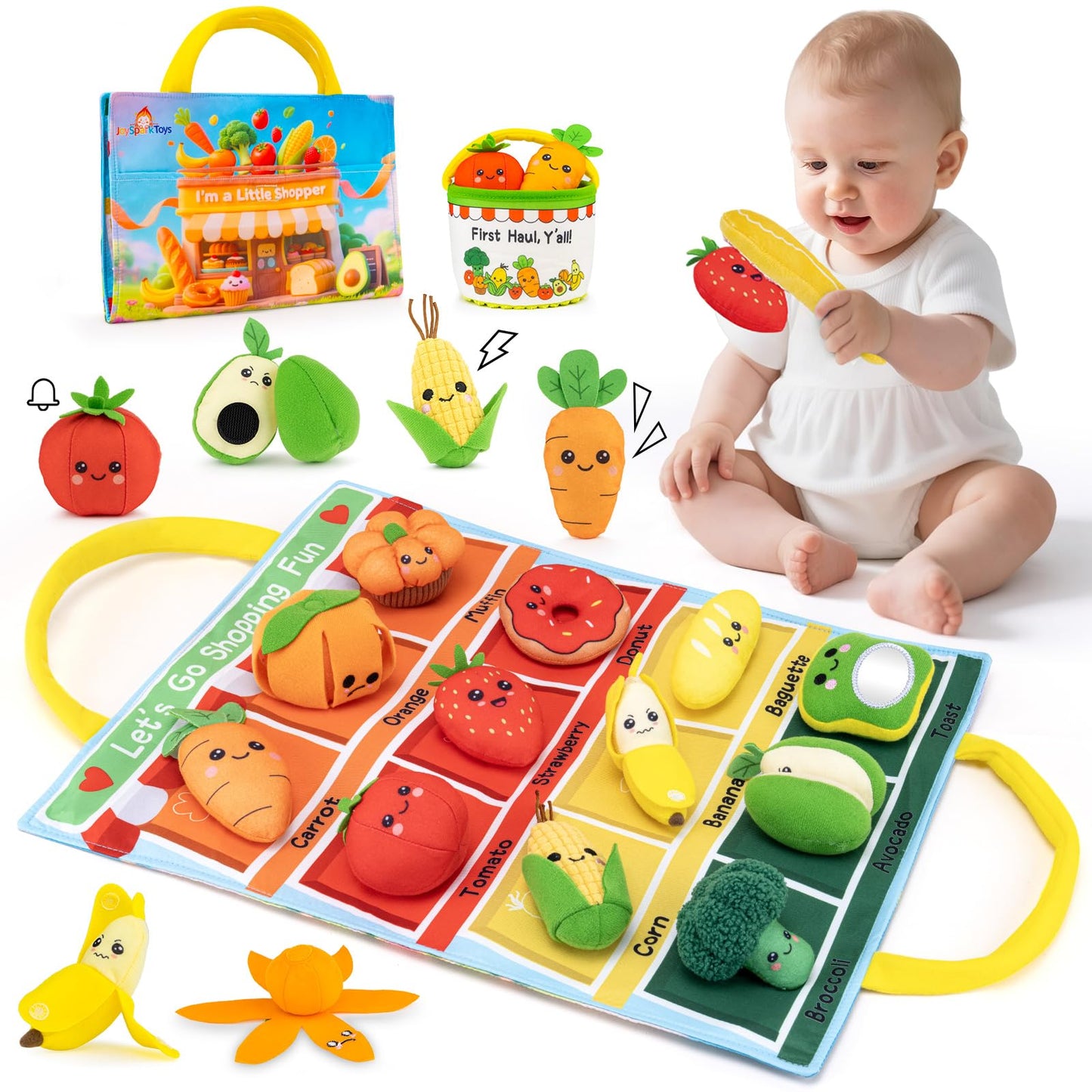 JoySpark Toys: Montessori Baby Toys for 6-12-18 Months – My First Shopping Trip Sensory & Fine Motor Set