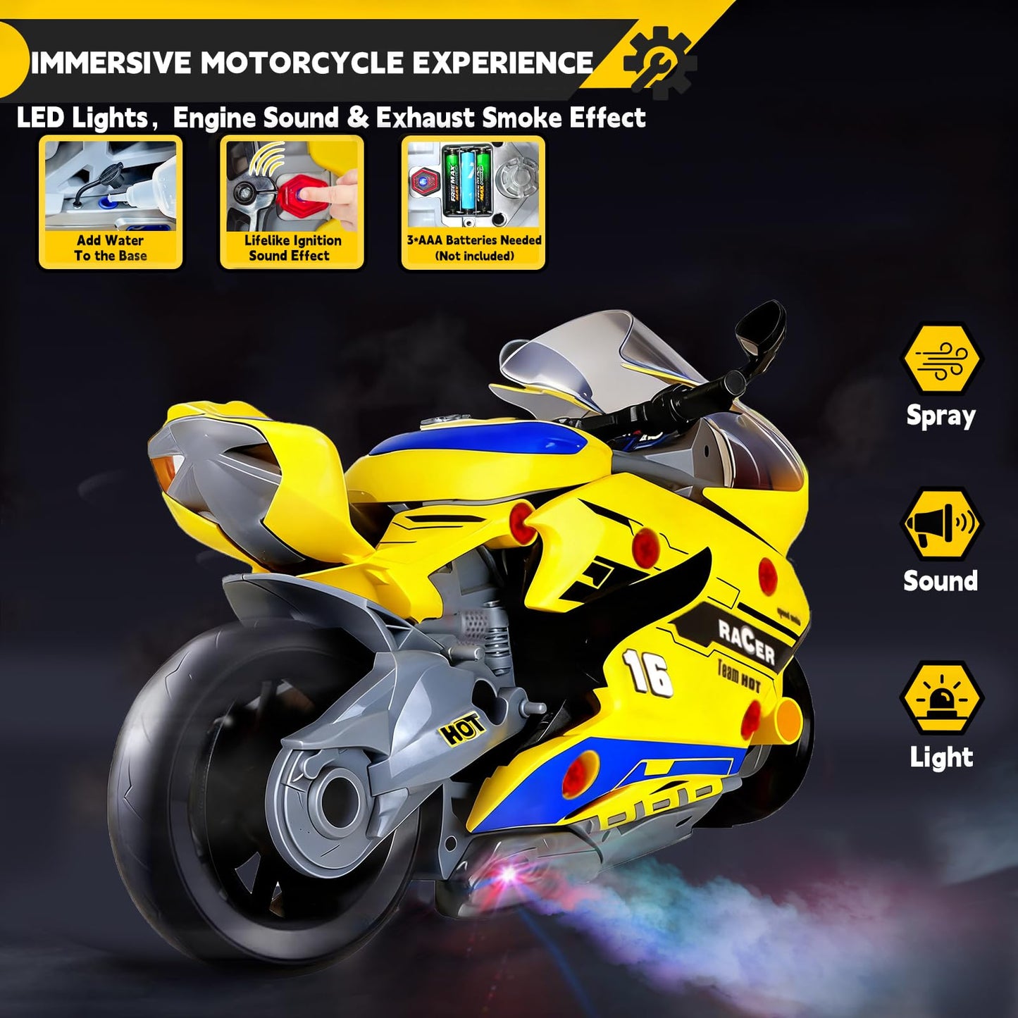 JoySpark Toys Take Apart Motorcycle Kit for Kids 3-7 – Interactive Engine, Lights & Sounds STEM Gift
